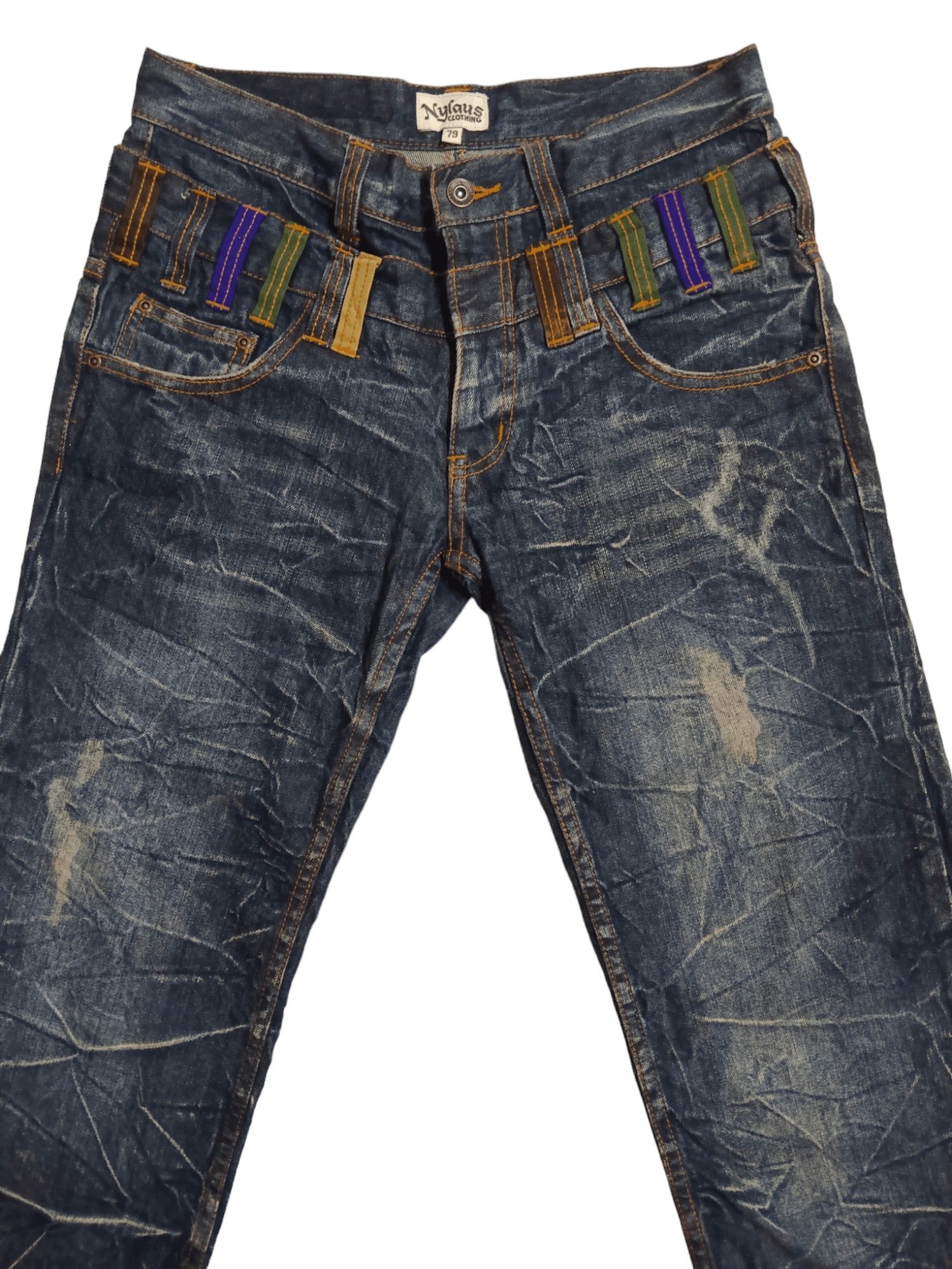 Japanese Brand Nylaus Double Waist Distressed Denim Size US 30 / EU 46 - 2 Thumbnail