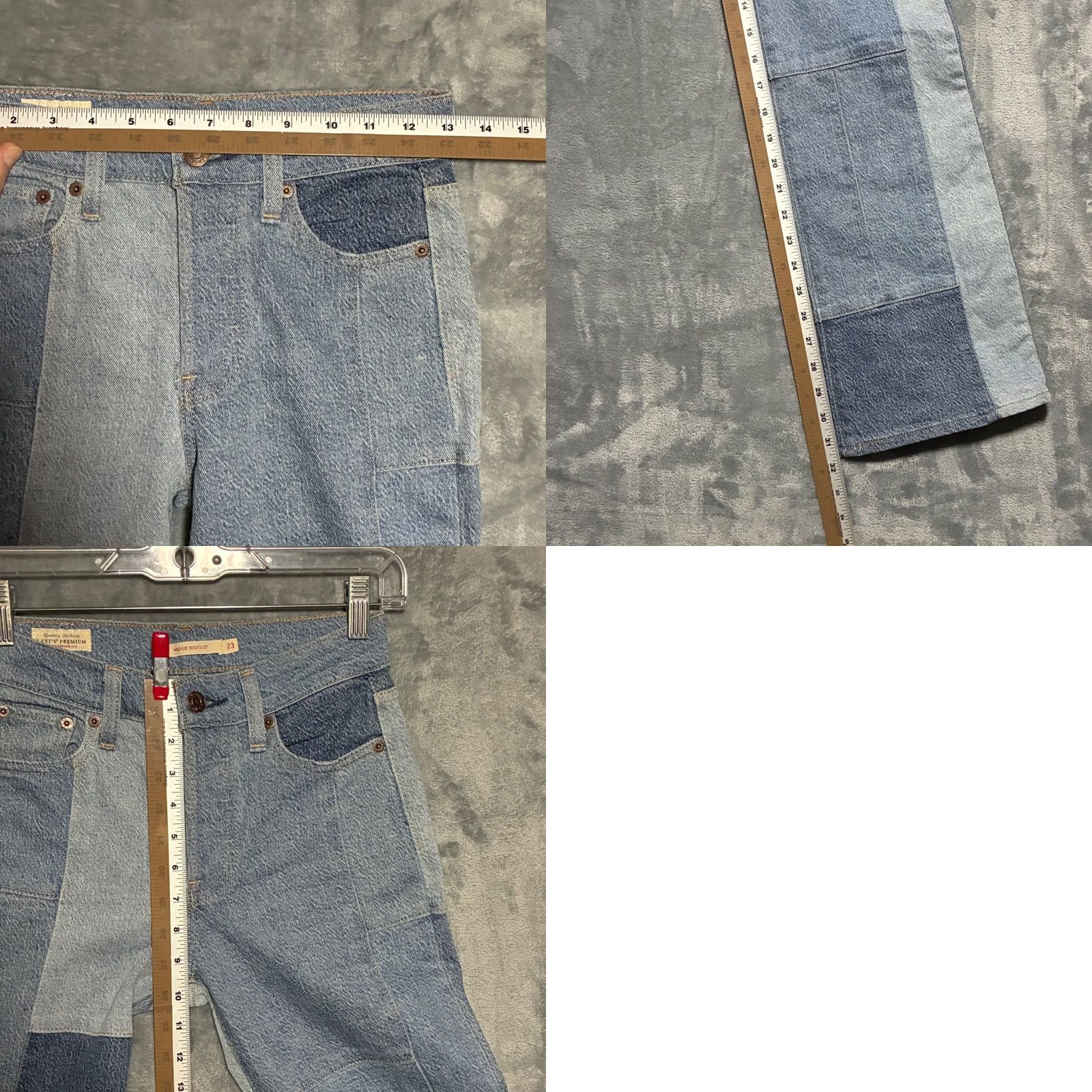Levi's EUC Levi's Wedgie Bootcut Patchwork Jeans Blue Multi Colorblock Women's 23 Size 40" / US 18 - 8 Thumbnail