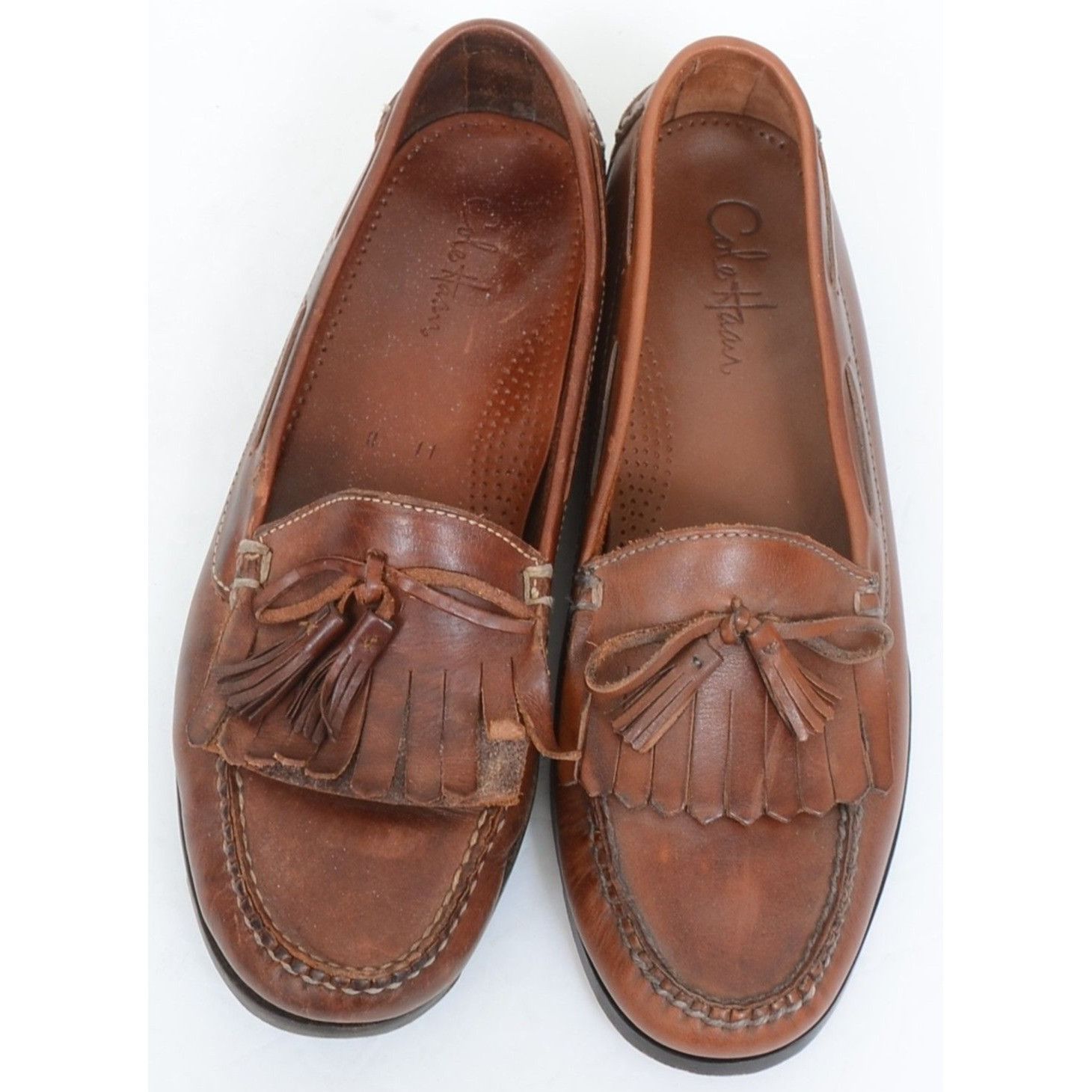Cole Haan Cole Haan Mens Size 11D Brown Leather Tassles Pinch Loafers Size US 11 / EU 44 - 1 Thumbnail