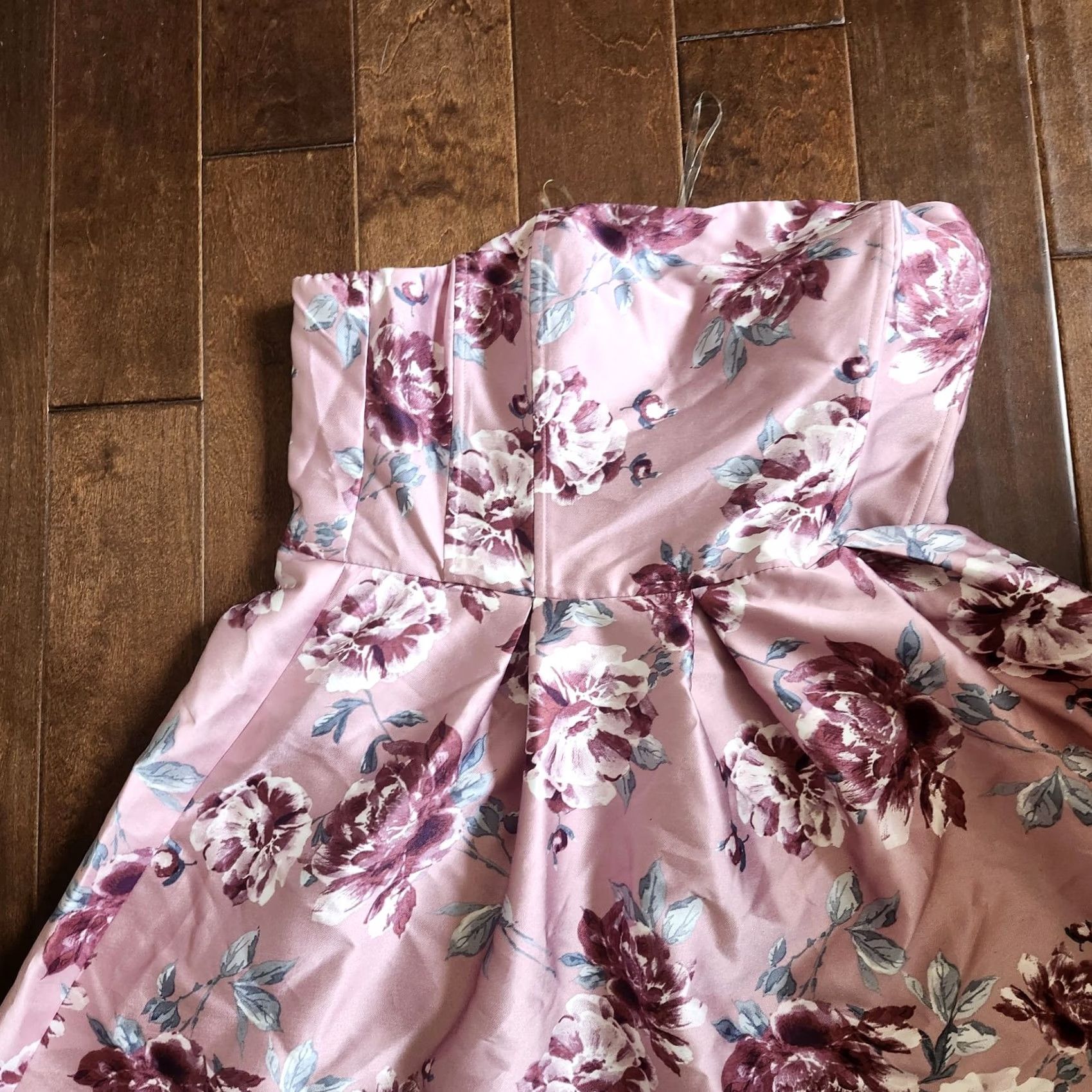 Vintage Speechless Womens Pink Floral Strapless Short Fit & Flare Dress - Size 17 Size 38" / US 16 / IT 52 - 6 Thumbnail