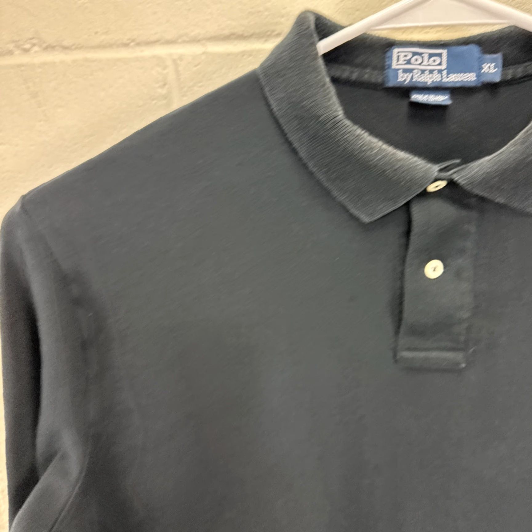 Ralph Lauren VINTAGE Polo Ralph Lauren Long Sleeve Polo Shirt Black Mens XL Red Pony Button Size US XL / EU 56 / 4 - 3 Thumbnail