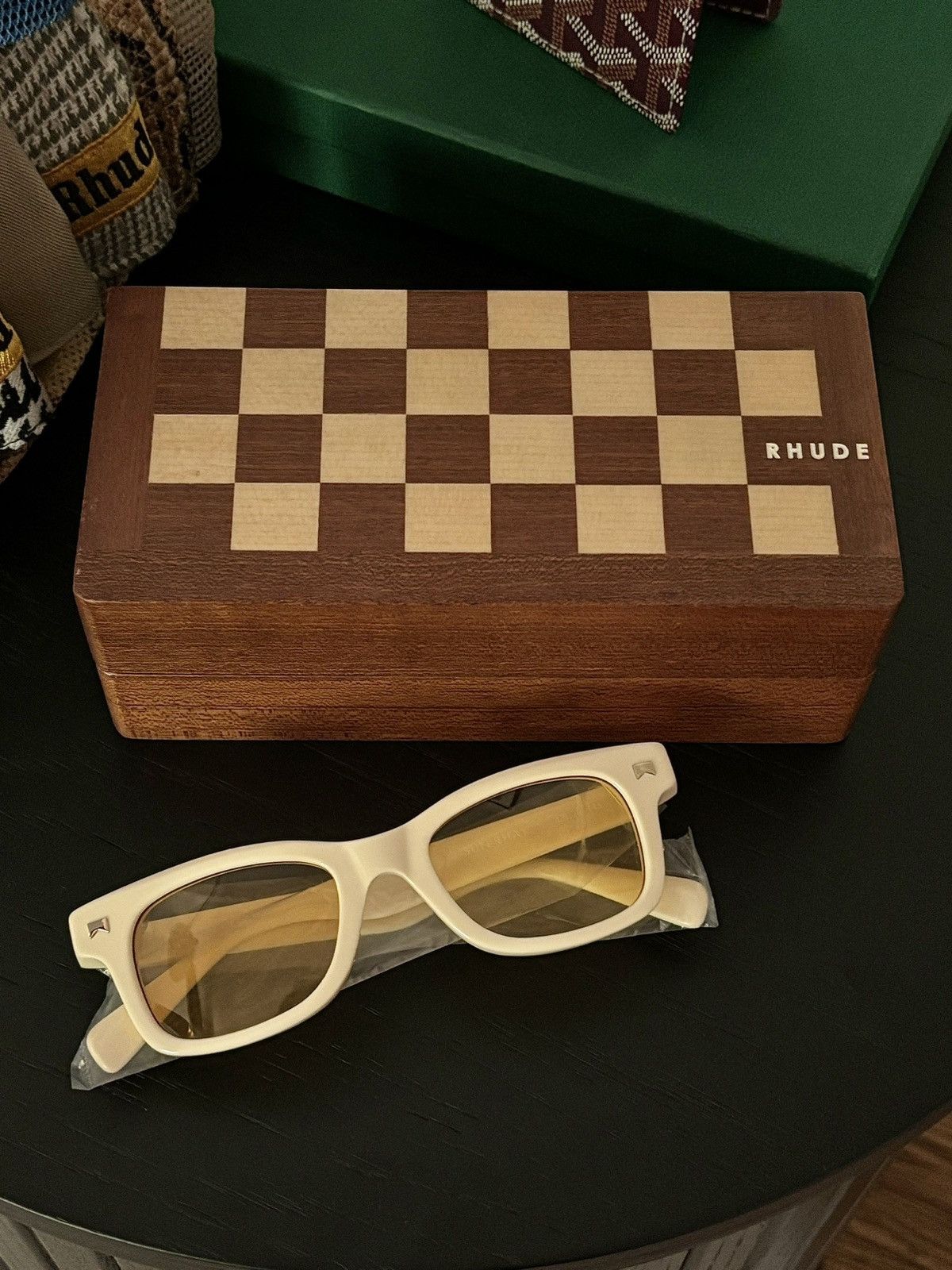 image of Rhude Sun Rhay Sunglasses in Cream, Men's