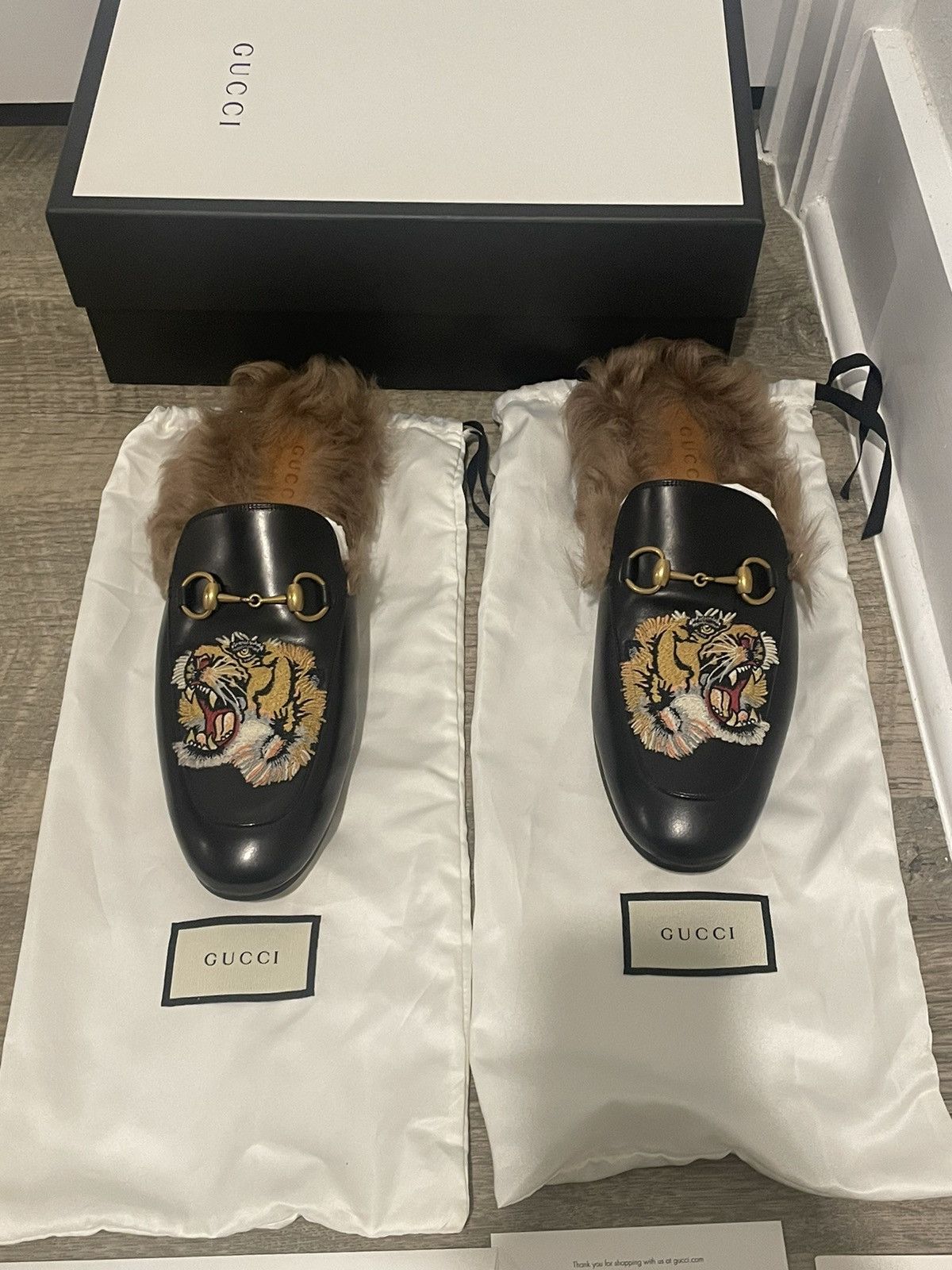 Gucci Gucci Princetown Fur Black Leather Rare Sold Out Size US 9 / EU 42 - 1 Thumbnail