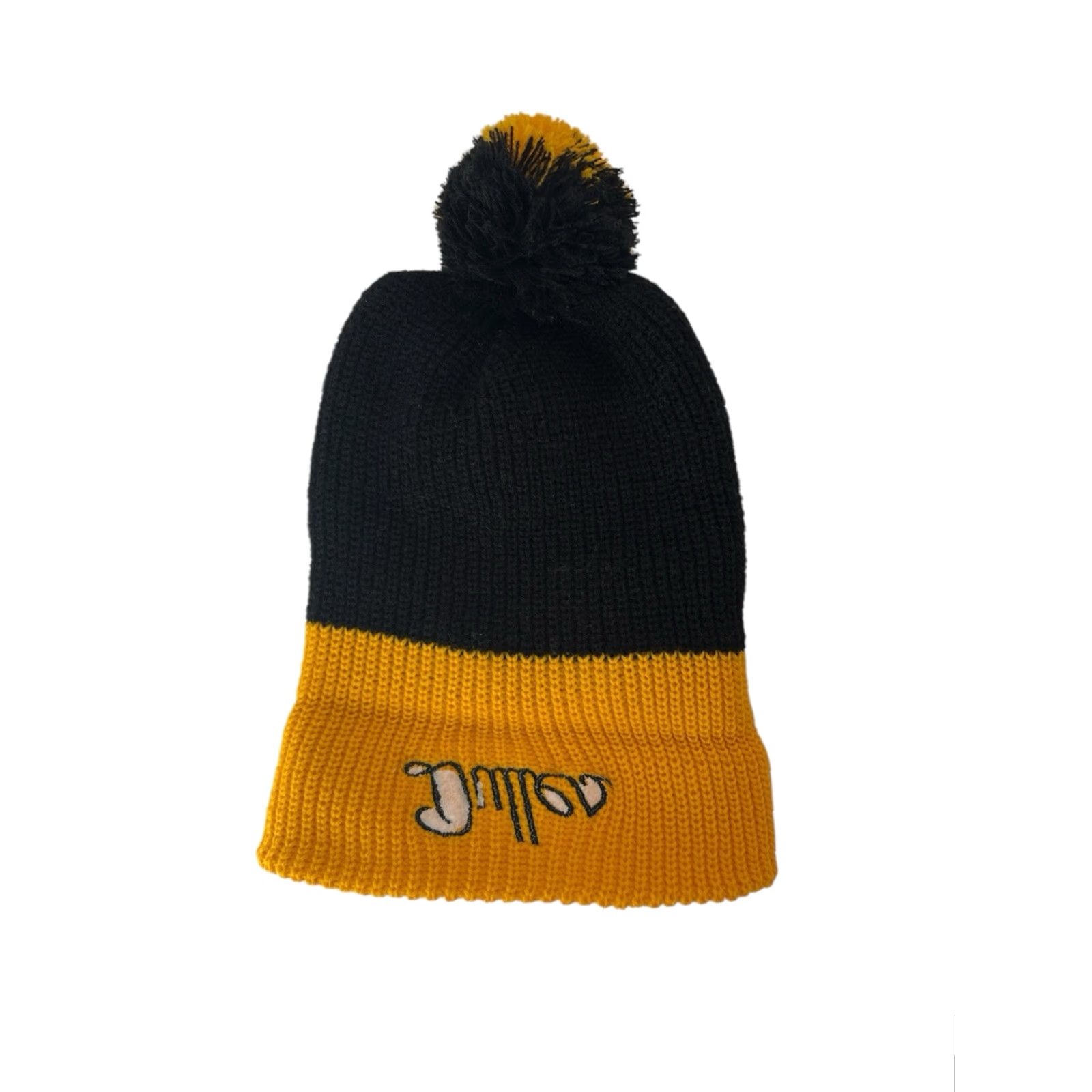 Vintage VINTAGE Dulles Cincinnati School Pom Beanie Winter Hat OSFA Black/Gold 80s NWOT Deadstock Unbranded Mens Beanie Size ONE SIZE - 4 Thumbnail