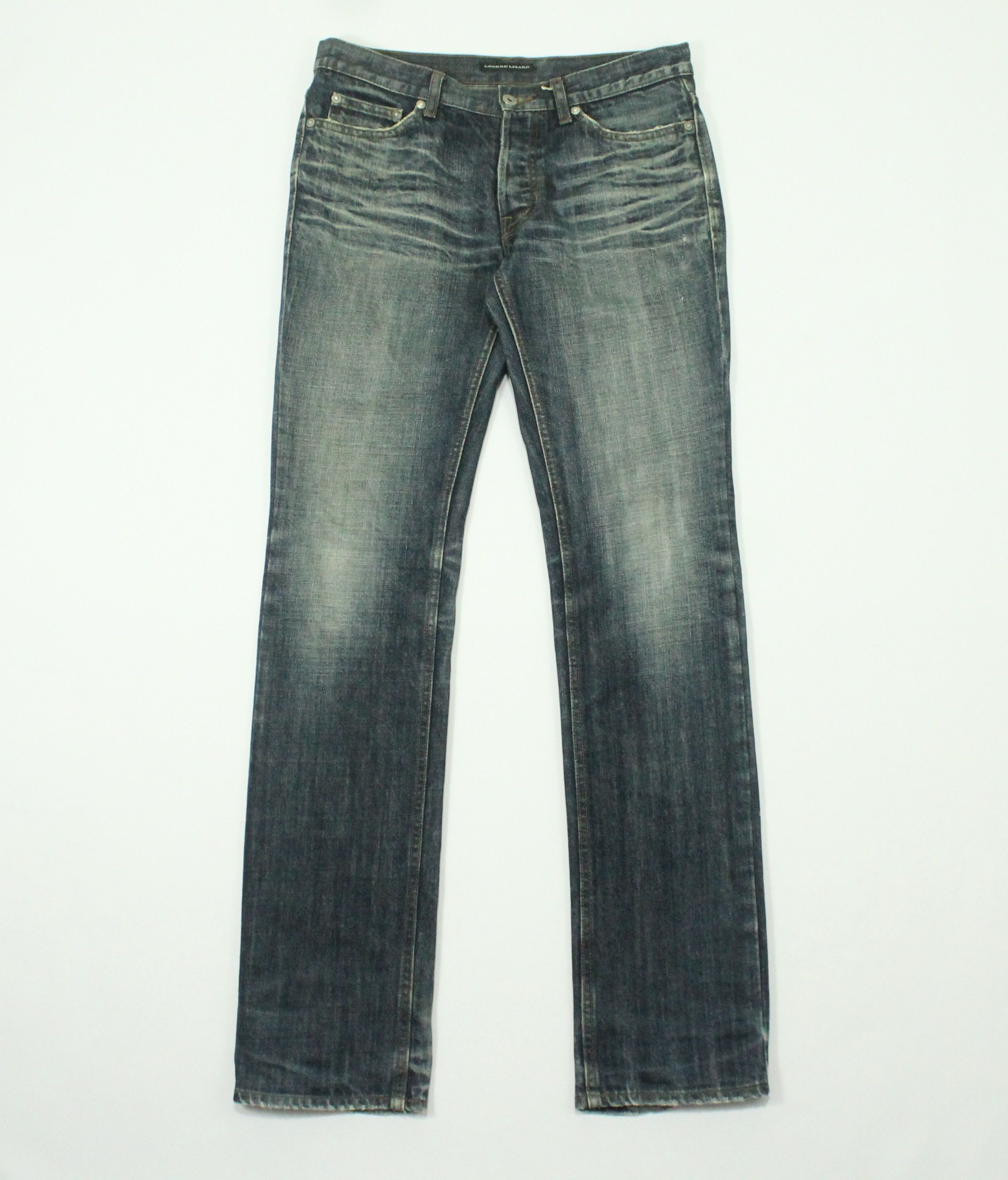 Japanese Brand LOUNGE LIZARD Denim Jeans Distressed Faded Thrashed Grunge Size US 31 - 2 Thumbnail