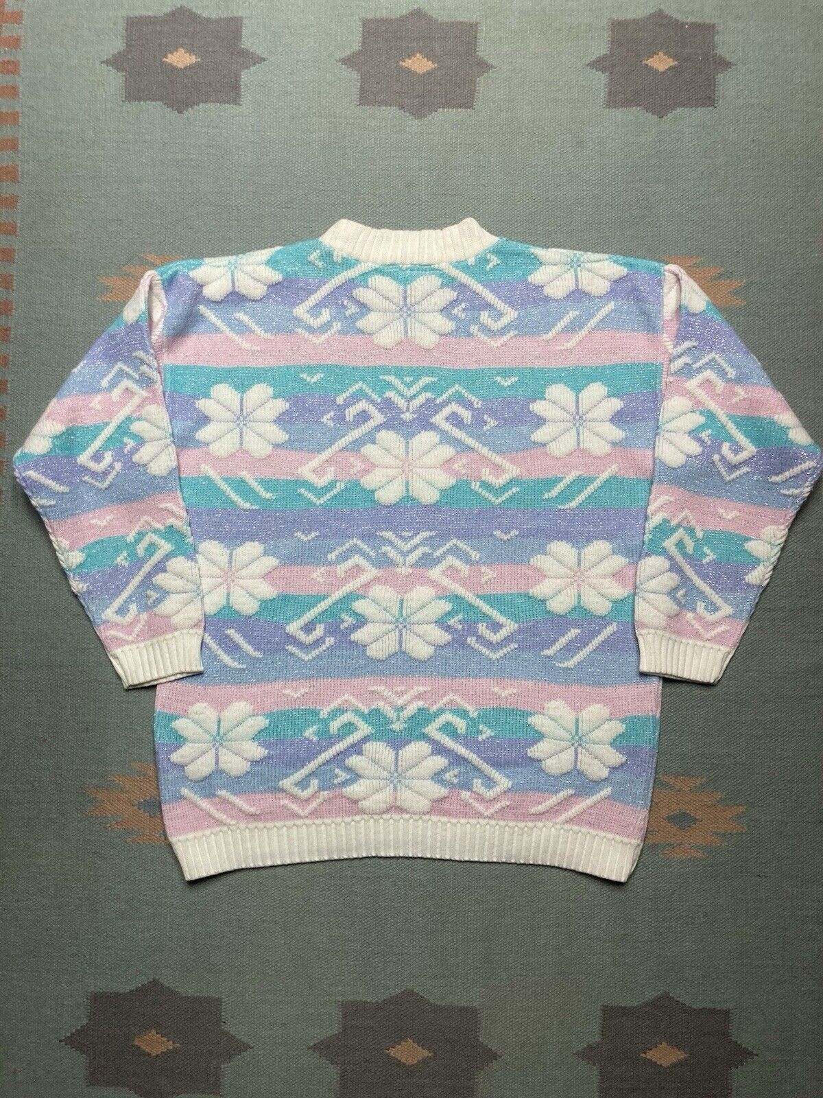 Vintage 80s acrylic sweater Rose pastel fairy kei kawaii cottage XL Size XL / US 12-14 / IT 48-50 - 6 Thumbnail