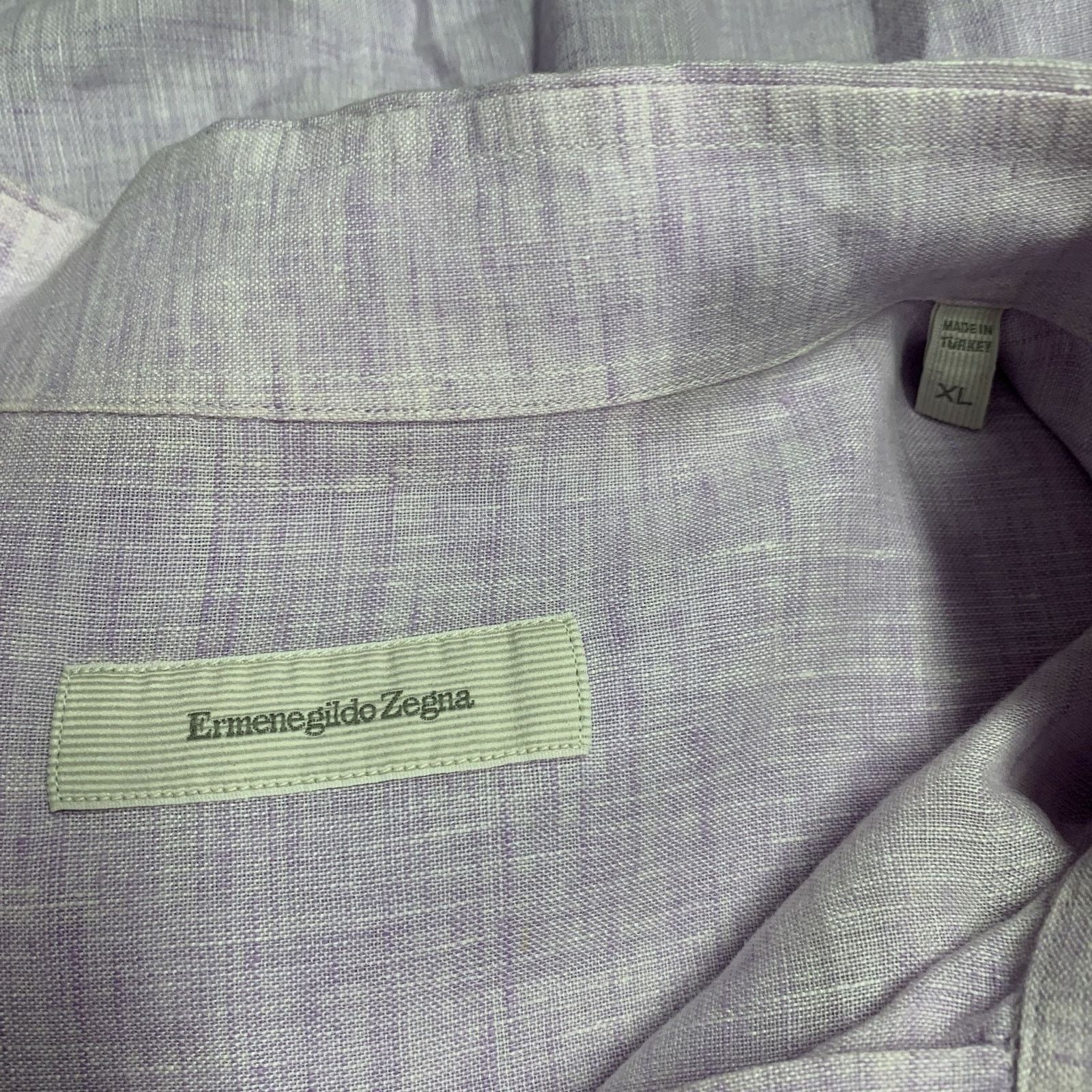 Ermenegildo Zegna Size XL Purple Lavender Linen One Pocket Long Sleeve Shirt Size US XL / EU 56 / 4 - 5 Thumbnail