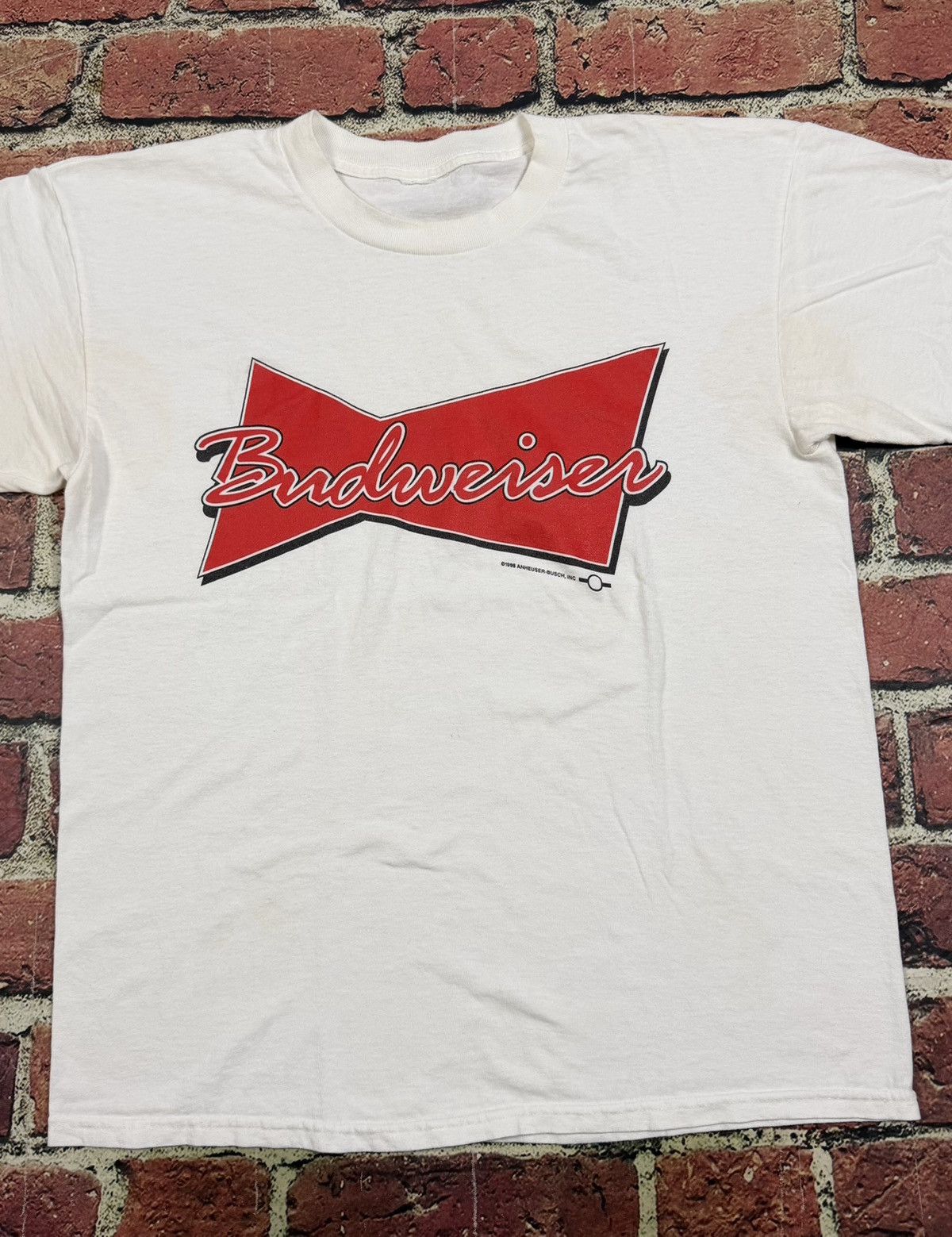 Budweiser Vintage Budweiser Beer Logo Graphic White T Shirt 1998 Size US L / EU 52-54 / 3 - 4 Thumbnail