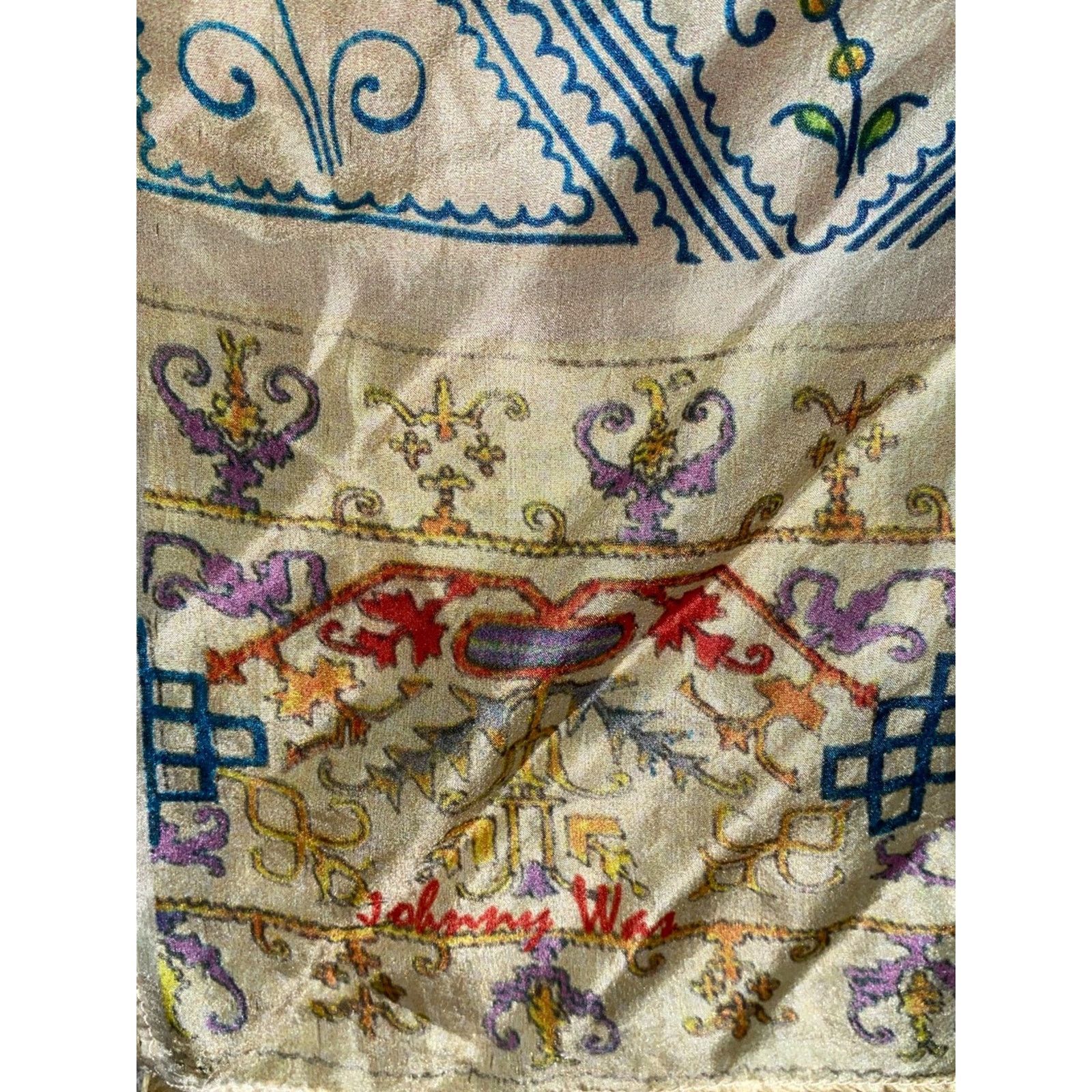 Johnny Was Johnny Was $160 Celestin Large Silk 43” Square Scarf EUC Size ONE SIZE - 10 Thumbnail