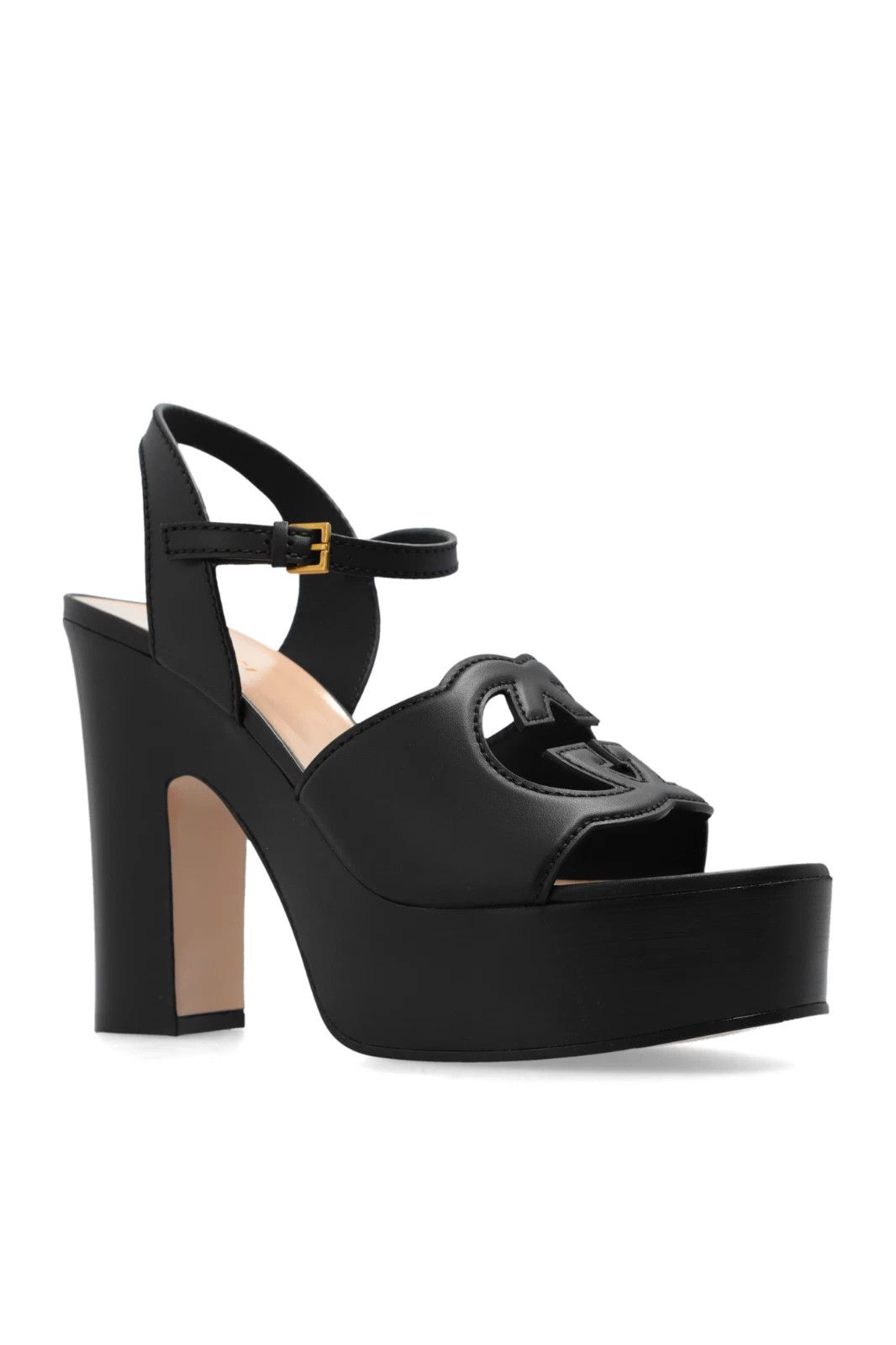 Gucci GUCCI Interlocking G Black Leather 135mm Platform Sandals Size US 5 / IT 35 - 2 Thumbnail