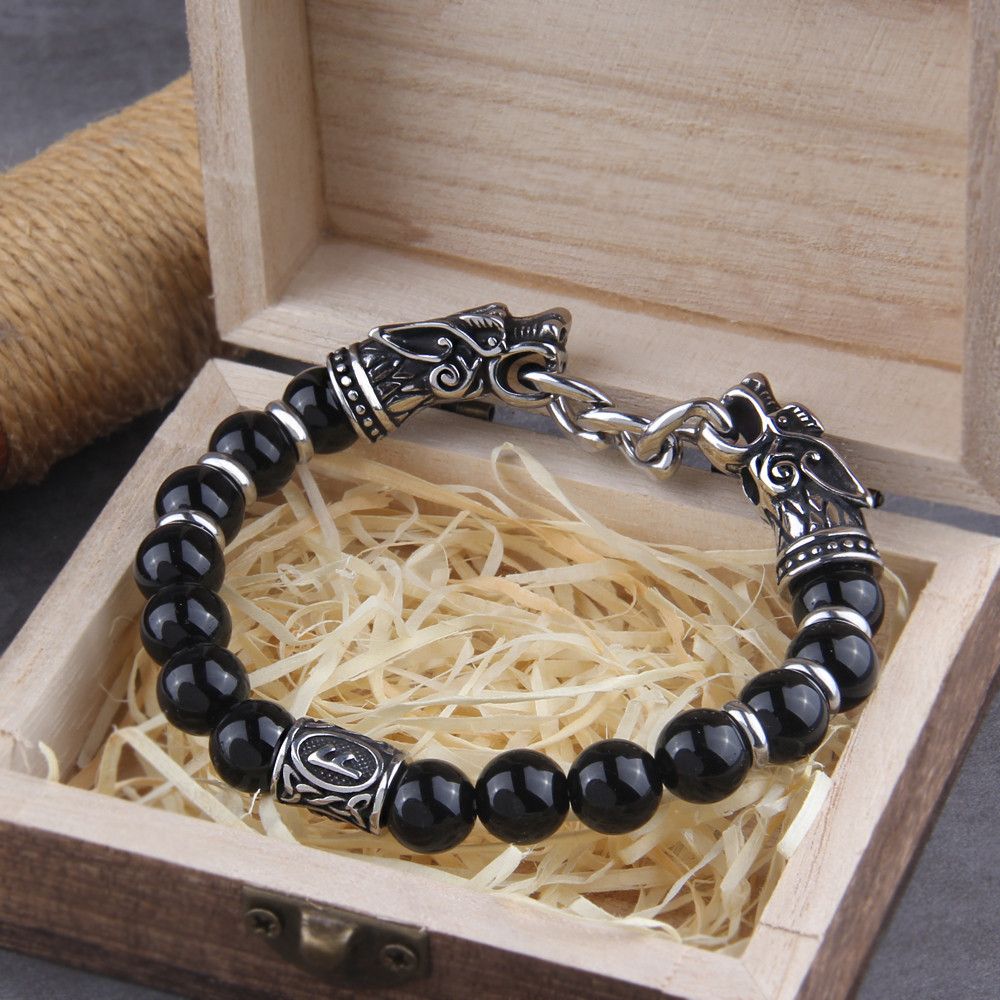 Other Goth Dragon Head Viking Rune Bracelet Size ONE SIZE - 3 Thumbnail
