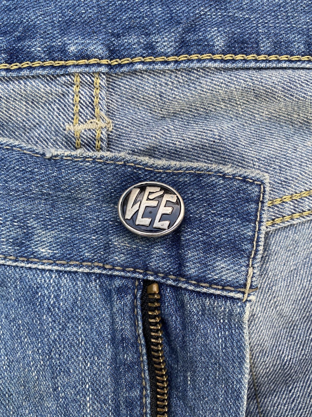 Japanese Brand × Lee Vintage Lee Blue Washed Distressed Patchwork Flare Denim Size US 32 / EU 48 - 17 Thumbnail