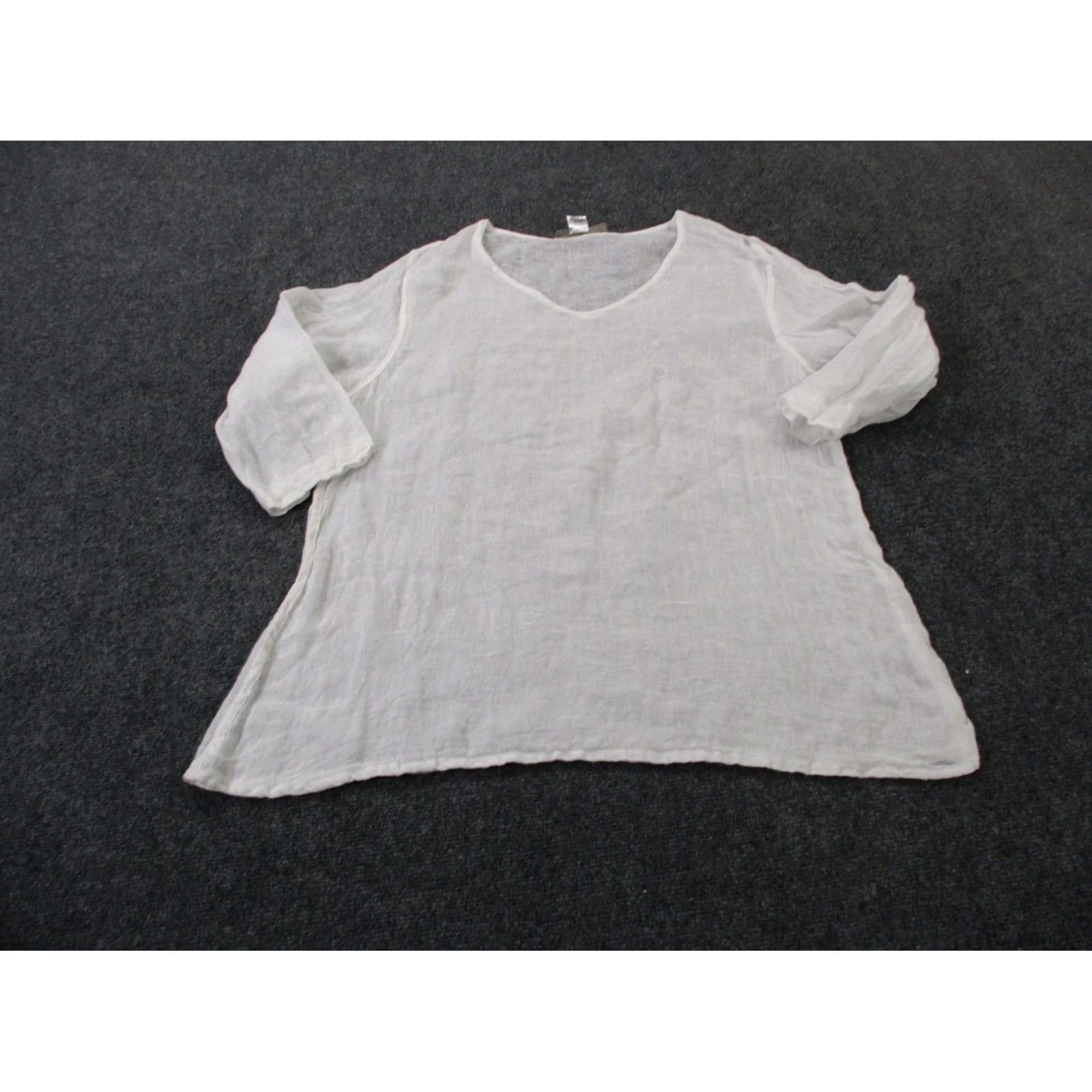 FLAX FLAX Shirt Womens L White Linen Tunic Loose Lightweight Breathable Flowy Beach Size L / US 10 / IT 46 - 2 Thumbnail