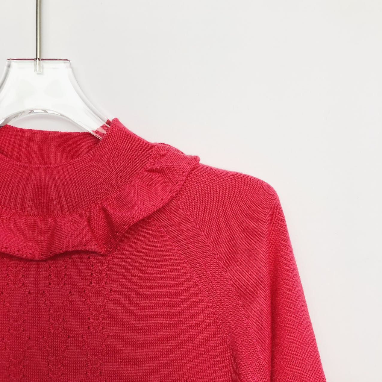 Miu Miu Miu Miu Solid Color Ruffle Trim Knit Sweater K26WX Size XS / US 0-2 / IT 36-38 - 3 Thumbnail