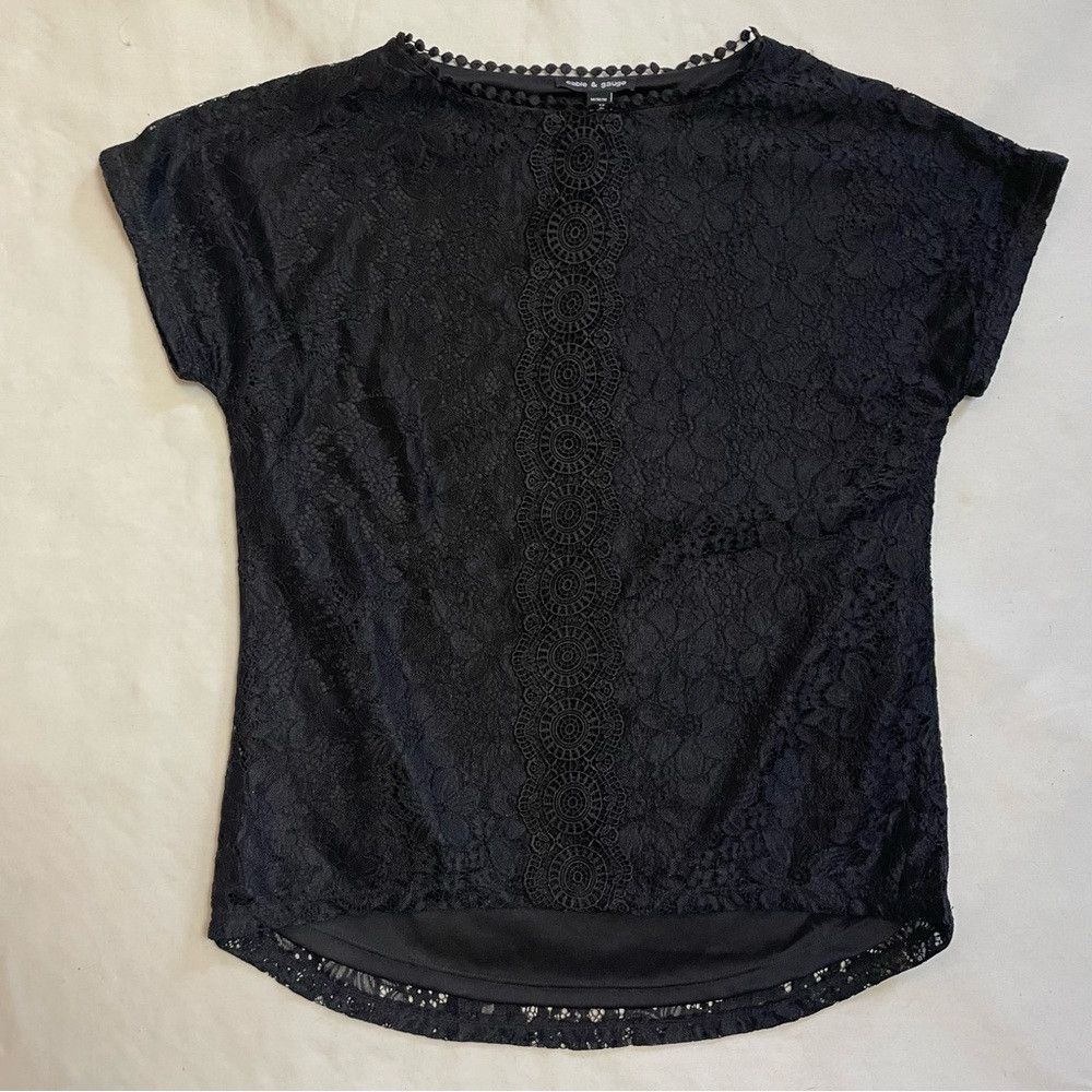 Other NWT New Cable & Gauge Lace Short Sleeve Black Top Size M Size M / US 6-8 / IT 42-44 - 5 Thumbnail