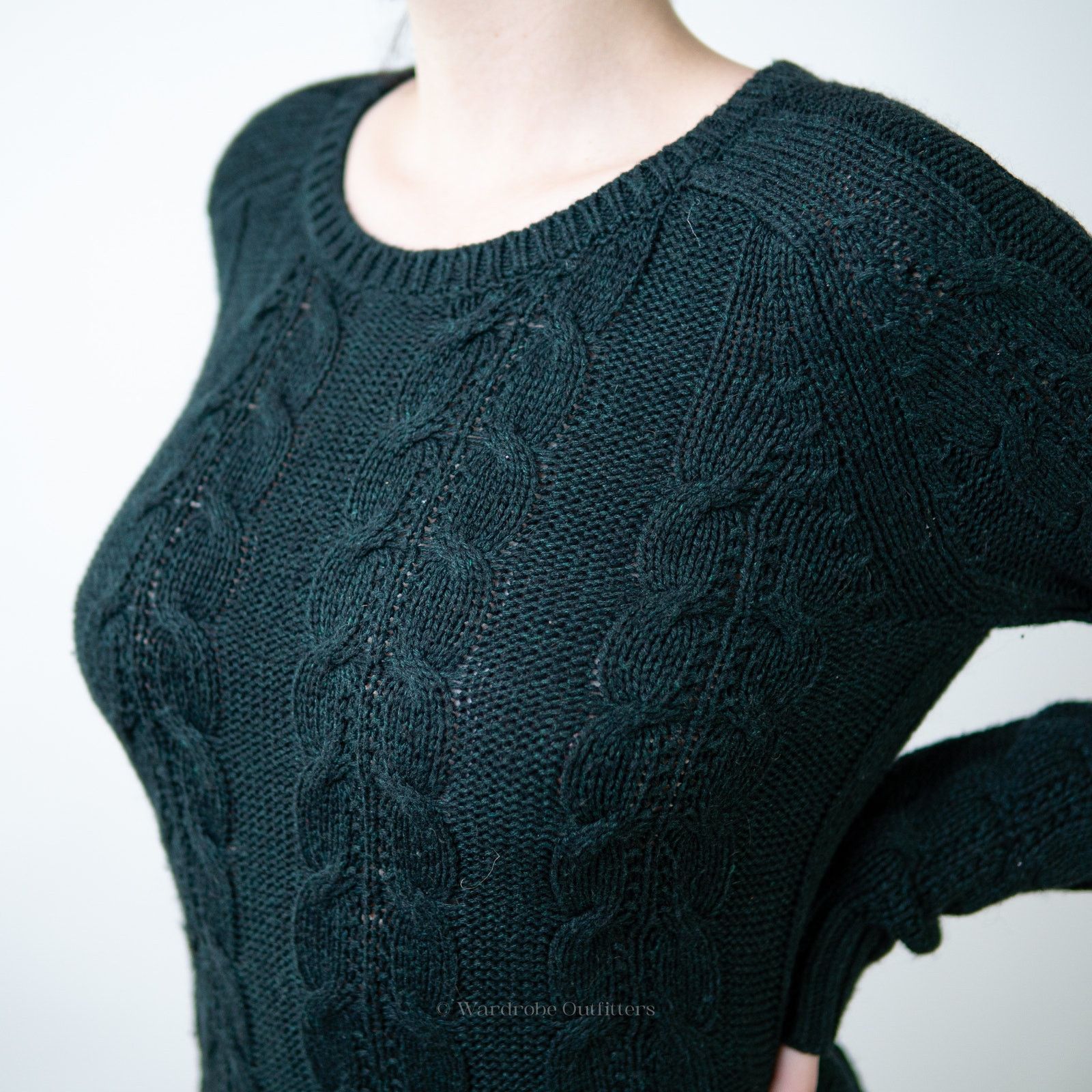 Loft LOFT Camel Hair Sage Green Cable Knit Sweater - M Size M / US 6-8 / IT 42-44 - 2 Thumbnail