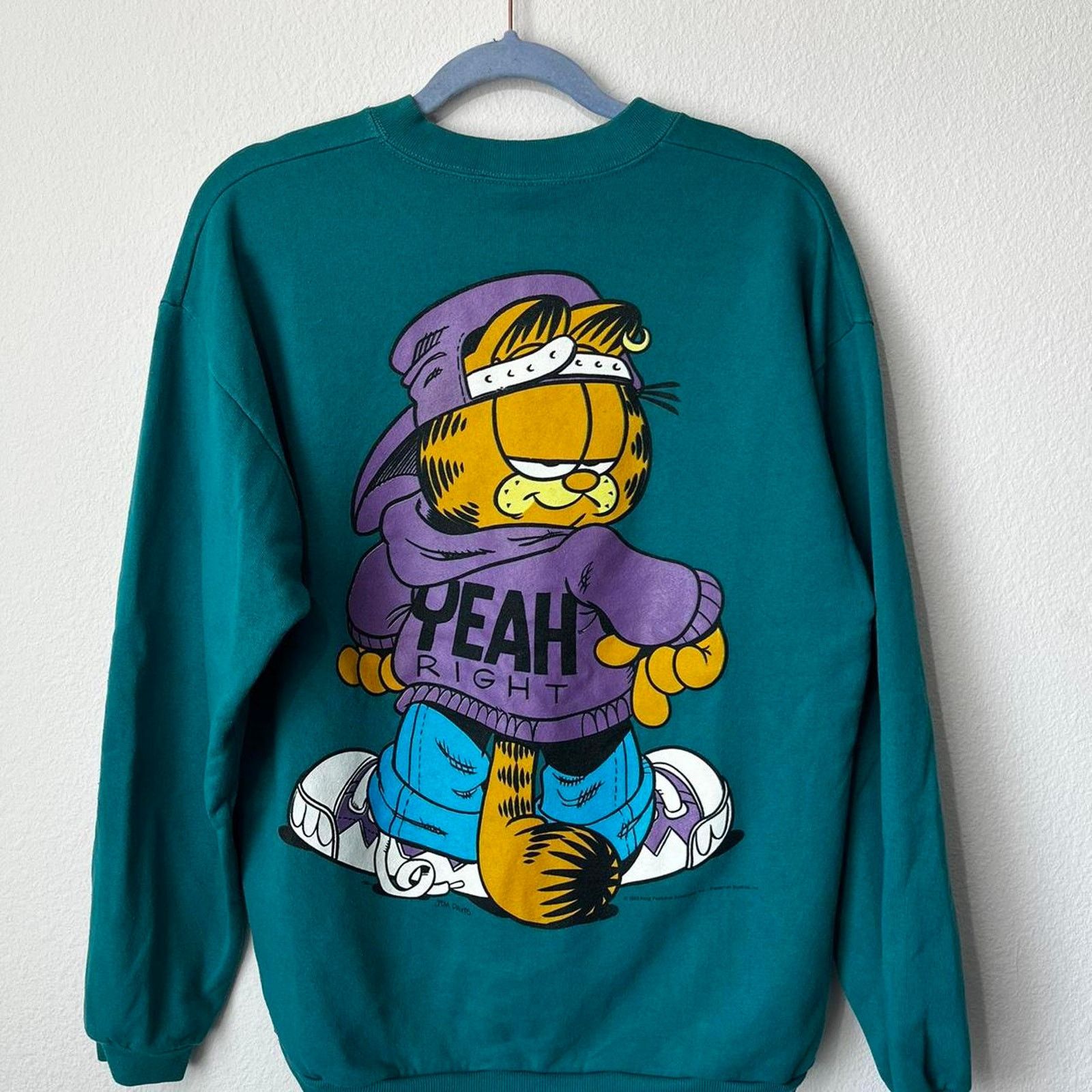 Vintage Vintage Garfield 90s Large Back Graphic Teal Sweater Size US L / EU 52-54 / 3 - 2 Thumbnail