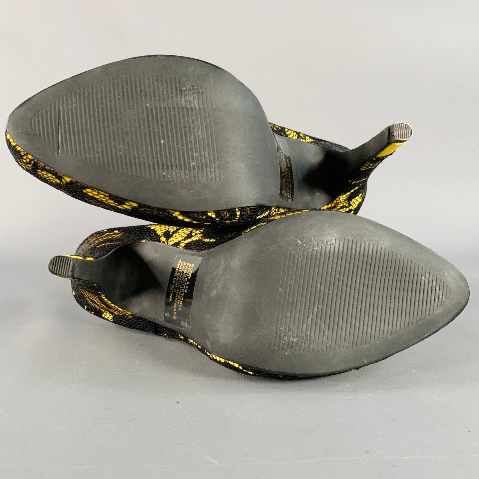 Other Size 6.5 Victoria Black Yellow Lace Stiletto Pumps Size US 6.5 / IT 36.5 - 6 Thumbnail