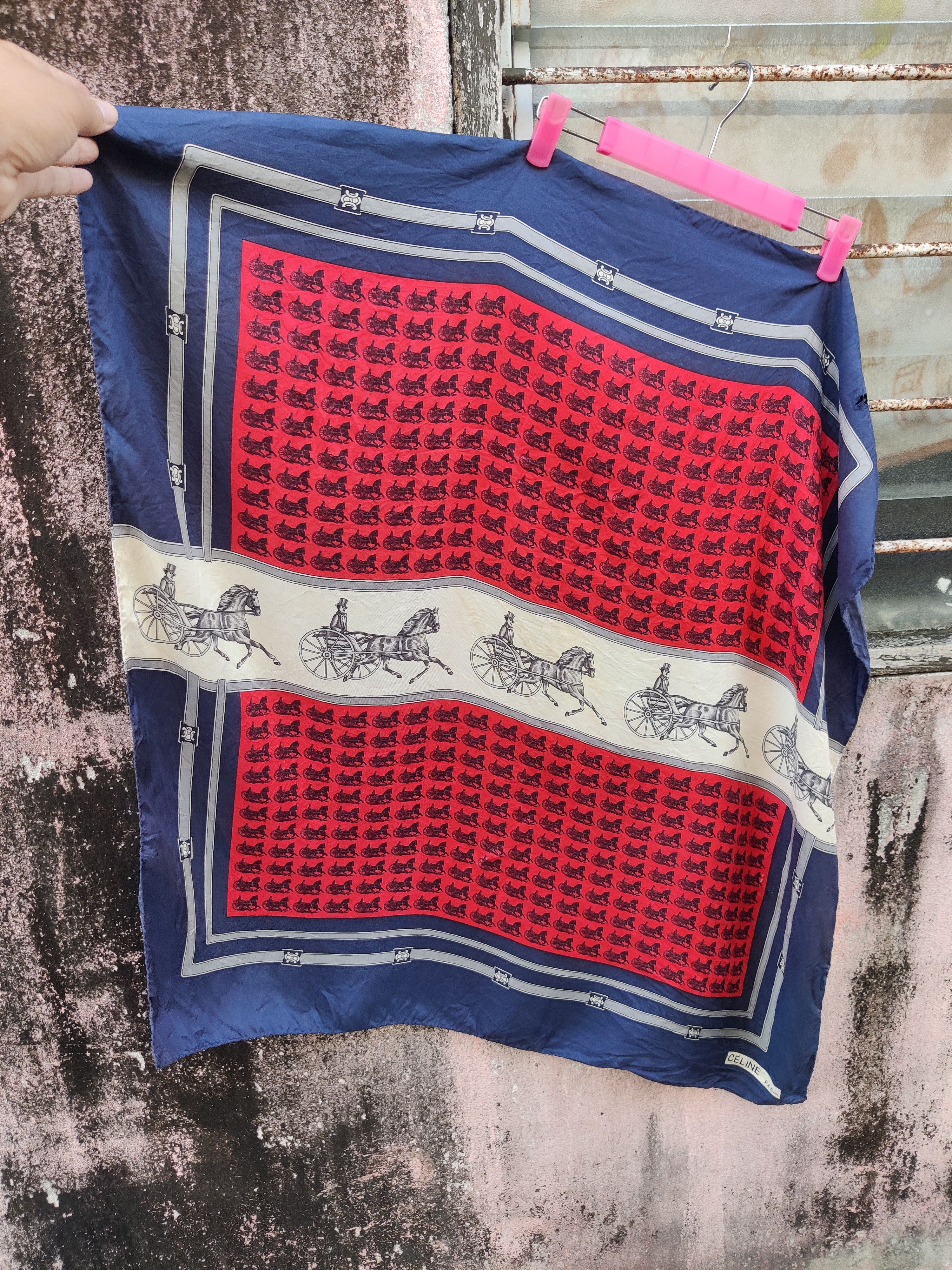 Celine Vintage Distressed Celine Paris Big Luxury Scarves Size ONE SIZE - 4 Thumbnail