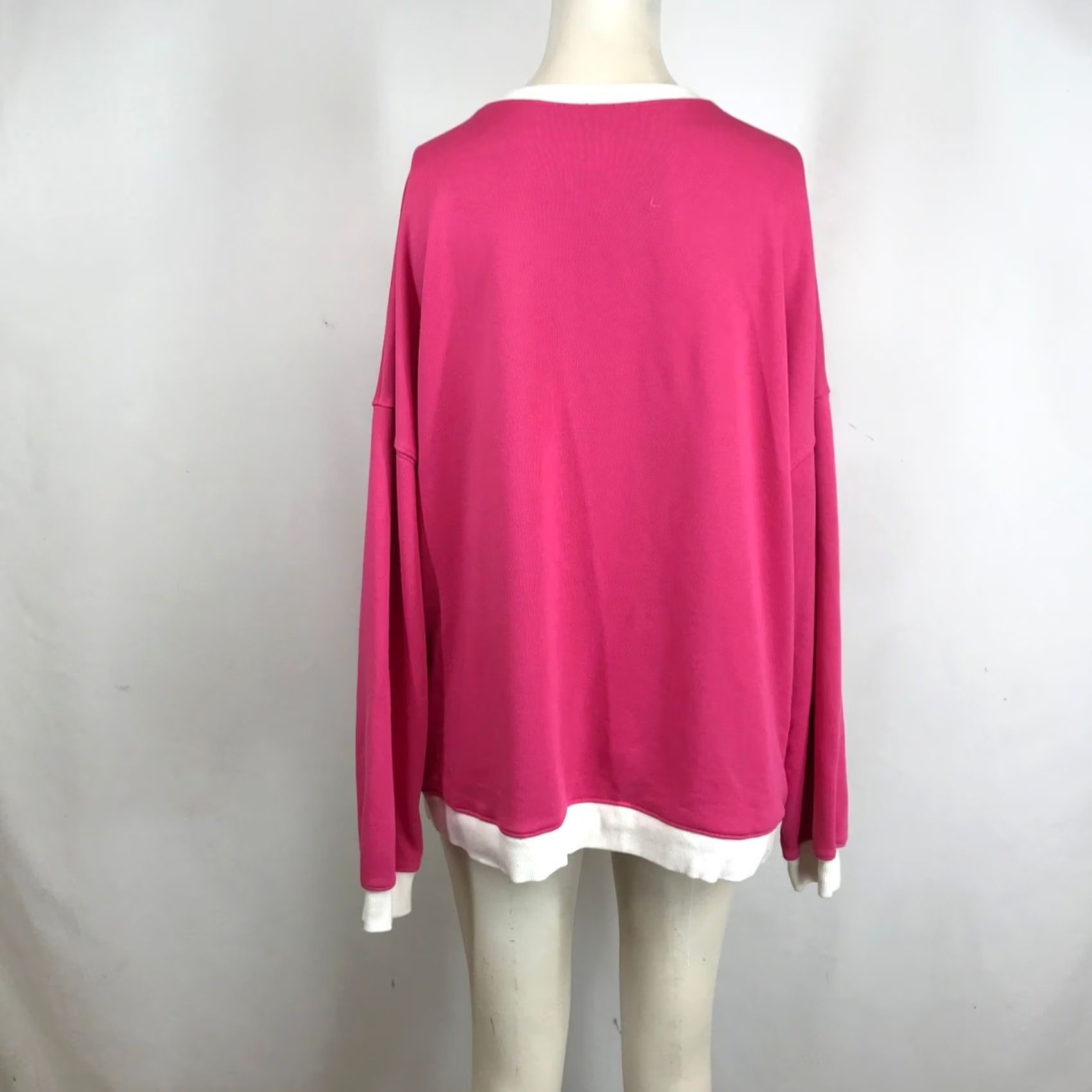 Pinko Oversized Sweatshirt Large Pink White Contrast Trim Layered Womens Size L / US 10 / IT 46 - 5 Thumbnail