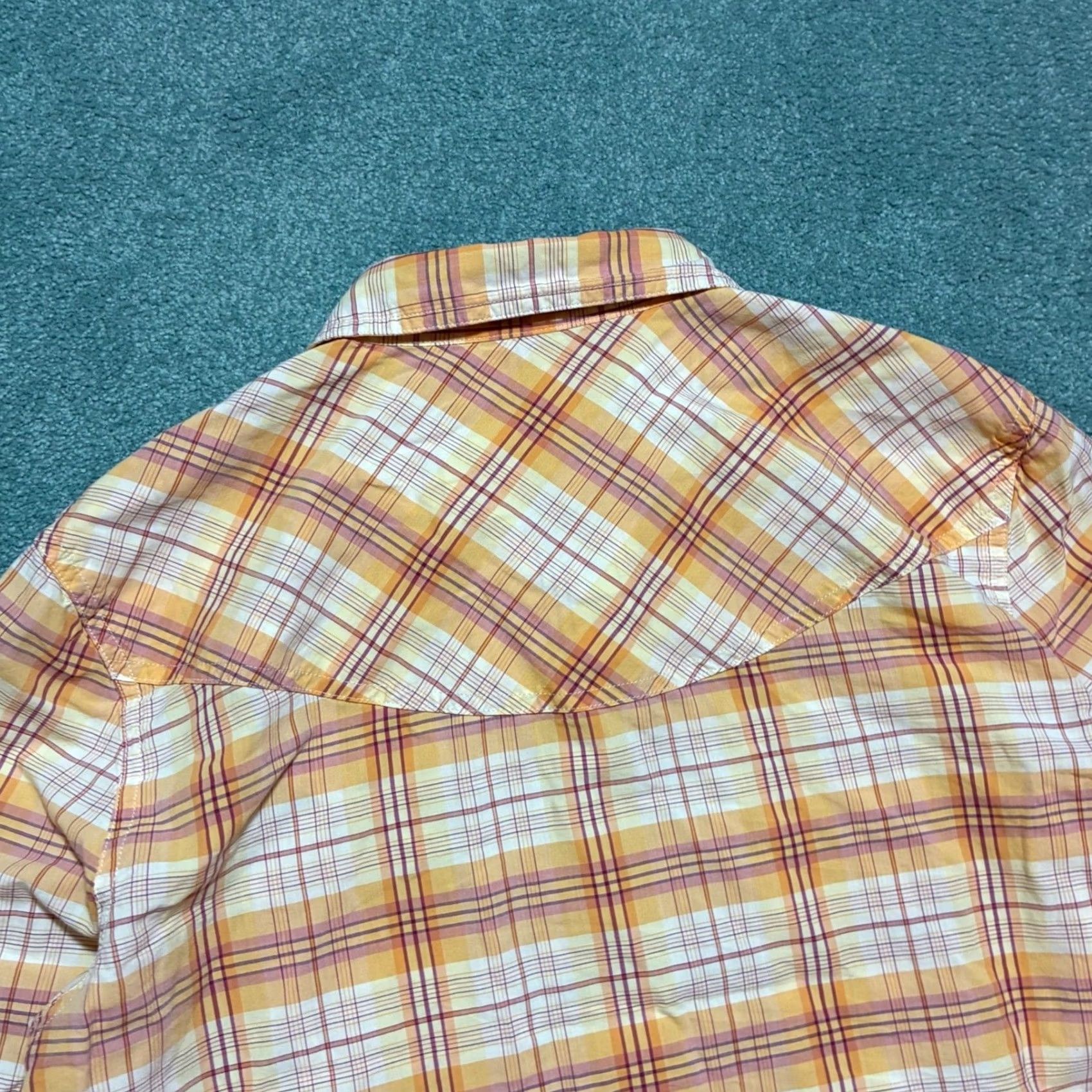 American Eagle Outfitters American Eagle Plaid Button-Up Western Womens L Orange Casual Shirt Size L / US 10 / IT 46 - 5 Thumbnail