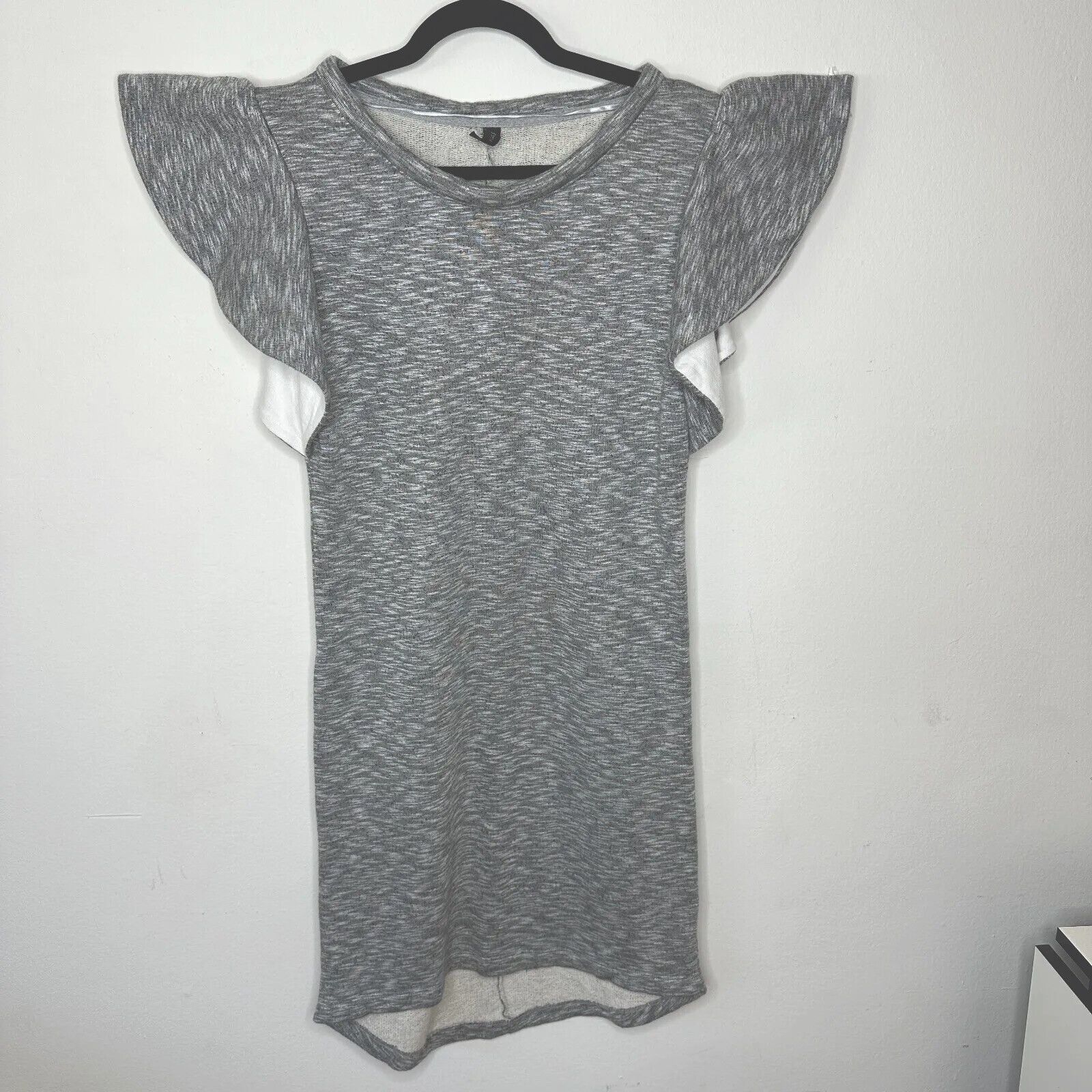 Asos ASOS Y.A.S Marled Gray Knit Ruffle Sleeve Mini Dress 38 Size M / US 6-8 / IT 42-44 - 1 Thumbnail