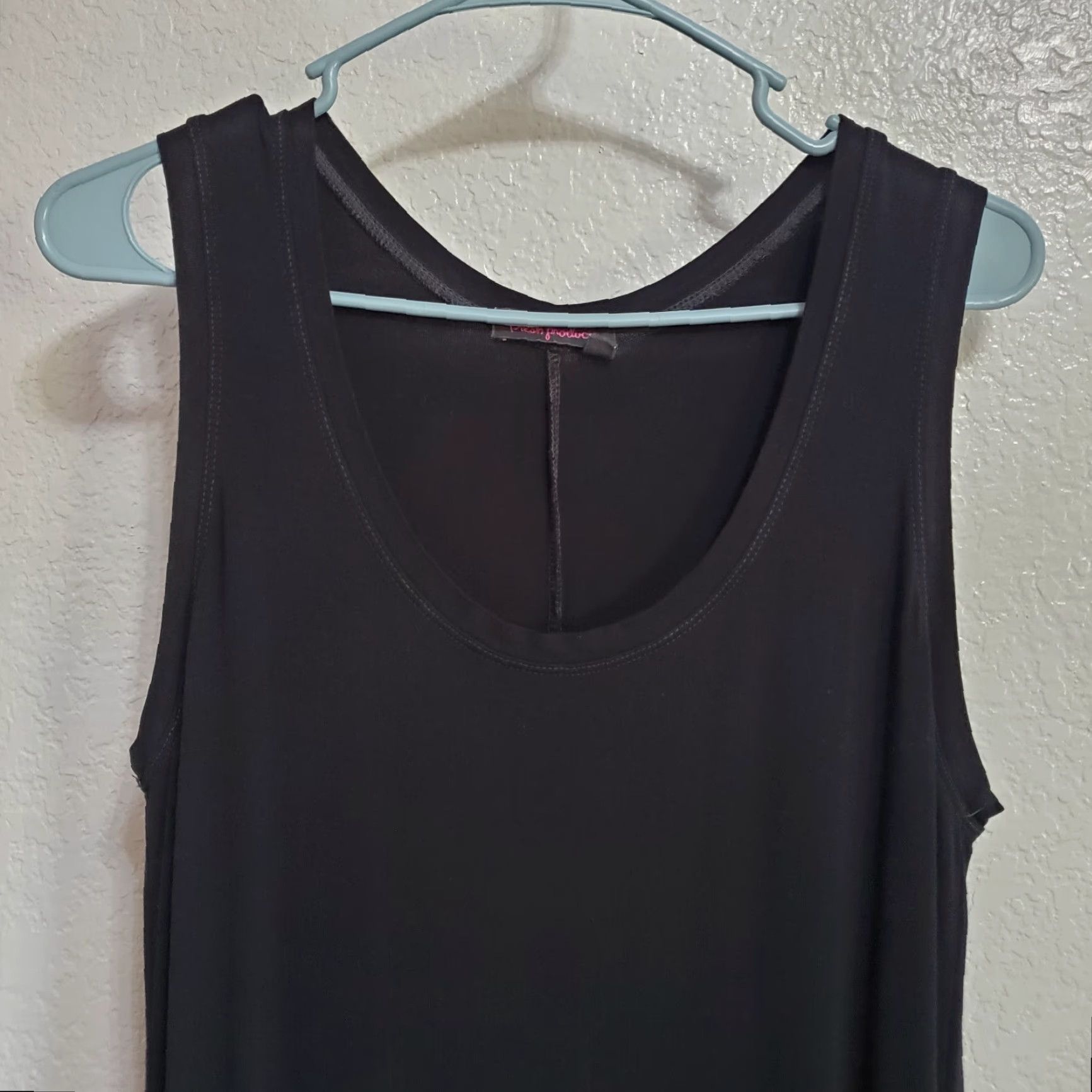Vintage Fresh Produce Dress Women L Black Sleeveless Maxi Neck Rayon Blend Stretch USA Size L / US 10 / IT 46 - 4 Thumbnail
