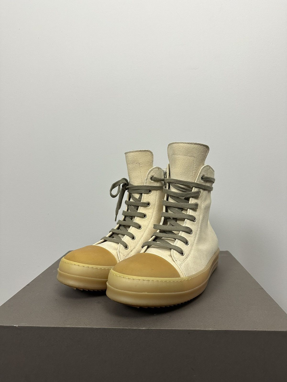 image of Rick Owens Ss18 ‘Dirt’ Suede Gumsole Ramones Shoes in Natural, Men's (Size 9)