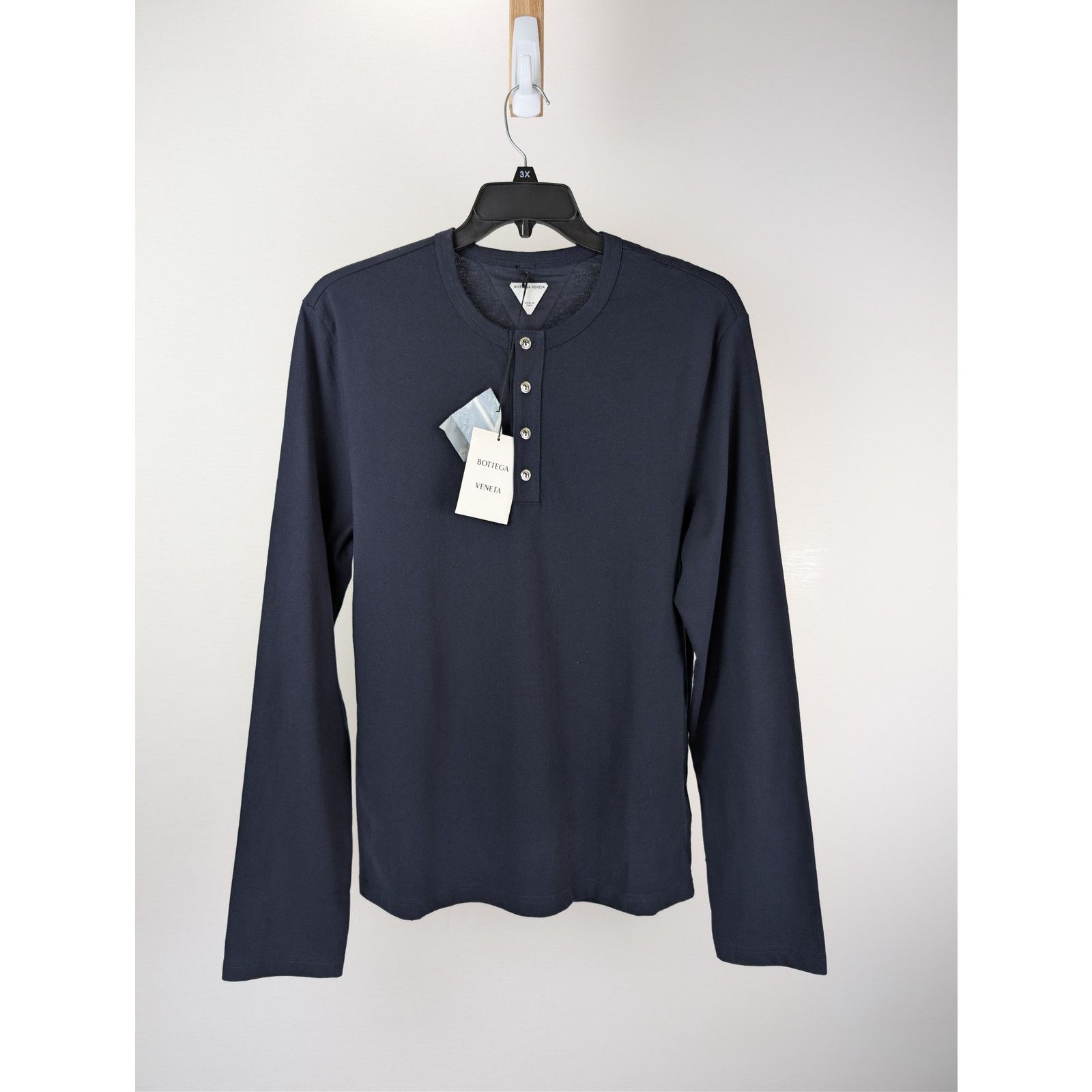 Bottega Veneta o1rshd1 Sunrise Light Cotton T-Shirt in Abyss Size US L / EU 52-54 / 3 - 1 Thumbnail