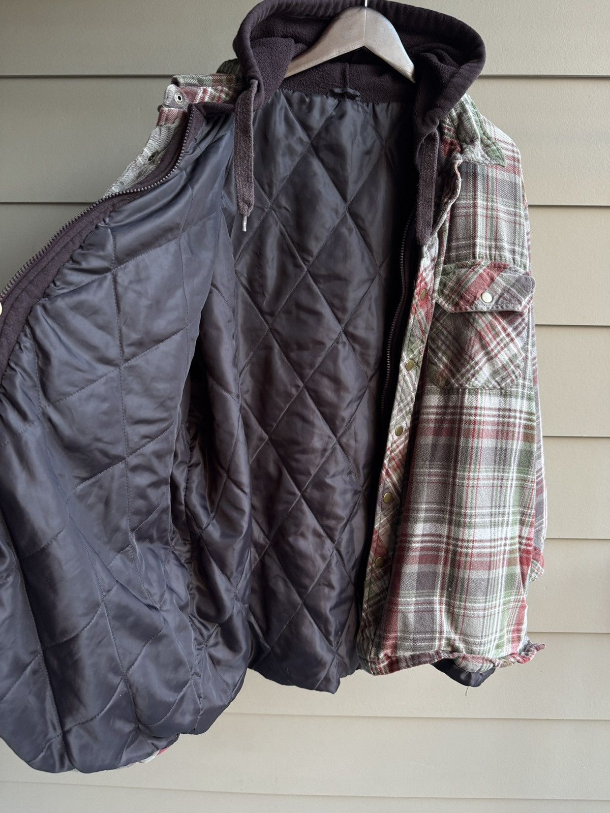 Japanese Brand Grunge Flannel Hooded Jacket Zipped Shirt Quilted Lined XXL Size US XXL / EU 58 / 5 - 2 Thumbnail