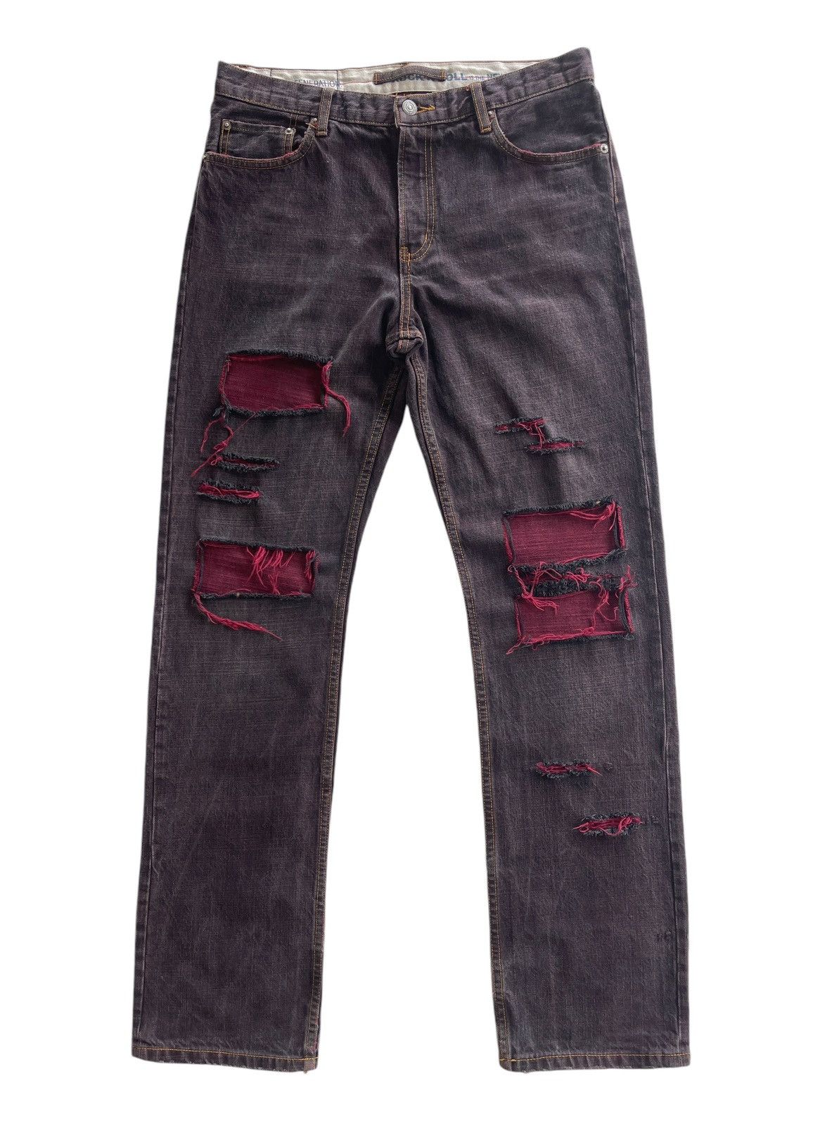 PPFM PPFM "Rock N Roll" Crazy Ripped Distressed Denim Size US 32 / EU 48 - 1 Thumbnail