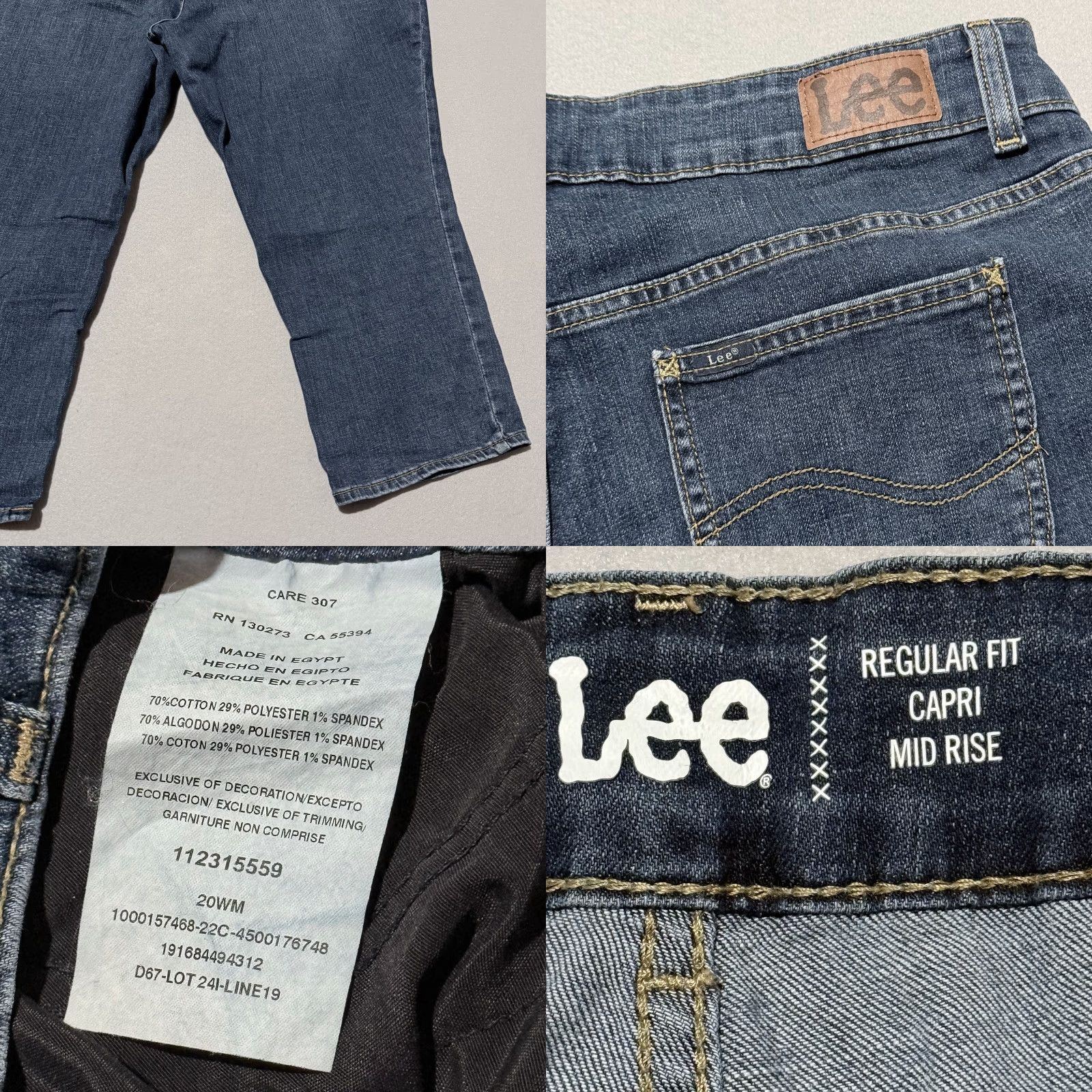 Lee Lee Capri Jeans Women's Regular Fit 5-Pocket Denim Jeans Blue - 20 Size 42" / US 20 - 8 Thumbnail