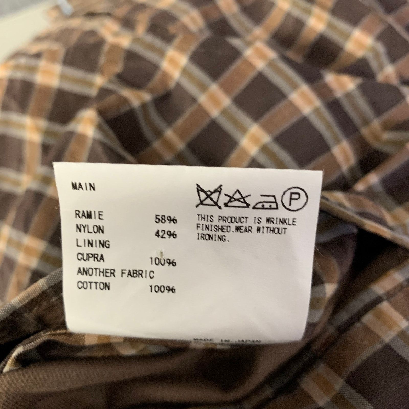 Kolor KOLOR Brown Camel Plaid Ramie Nylon Notch Lapel Sport Coat Size 38R - 9 Thumbnail