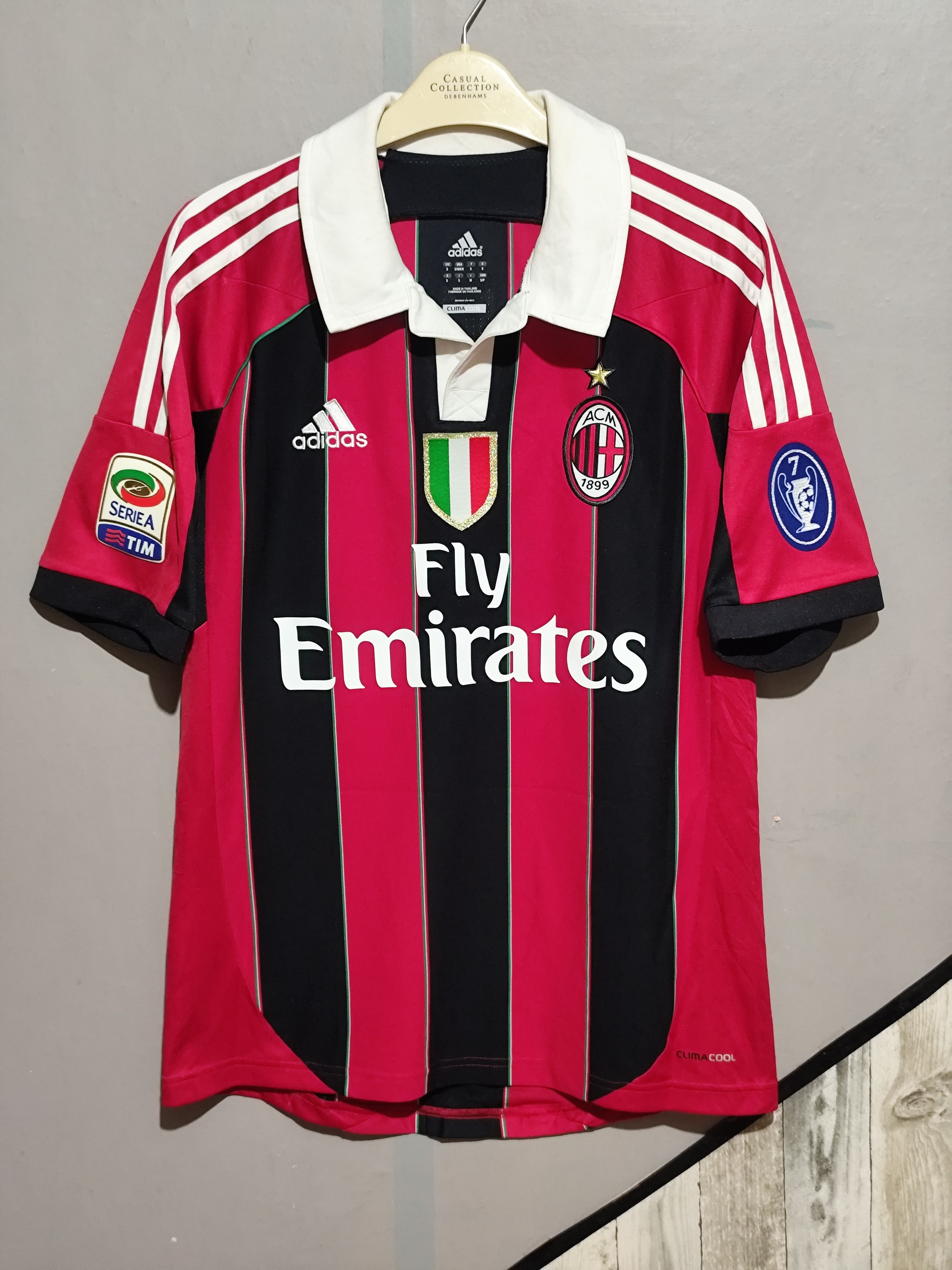 image of Adidas X Ac Milan 2012/2013 11 Ibrahimovic Home Jersey in Red Black, Men's (Size Small)