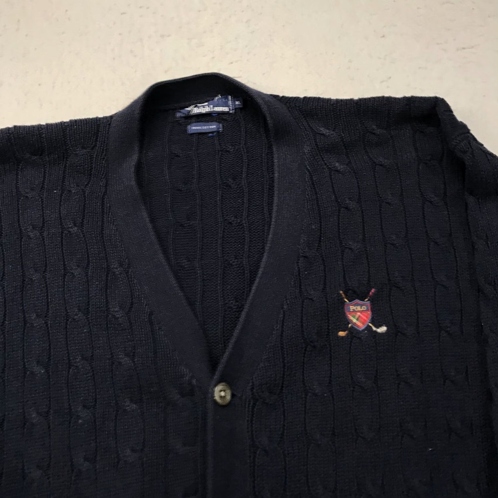 Polo Ralph Lauren VINTAGE Polo Ralph Lauren Sweater Cardigan Mens XL Golf 90s Cable Knit V-Neck Blue Size US XL / EU 56 / 4 - 2 Thumbnail