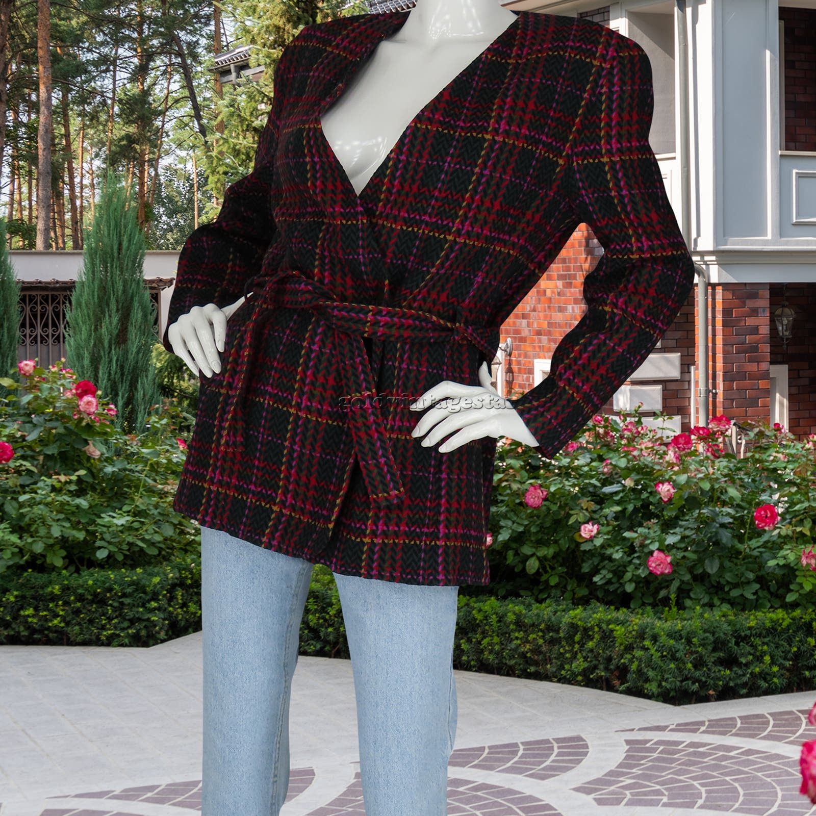 image of Pendleton Bright Neon Plaid Wool Jacket M Retro Chic in Green, Women's (Size Medium)