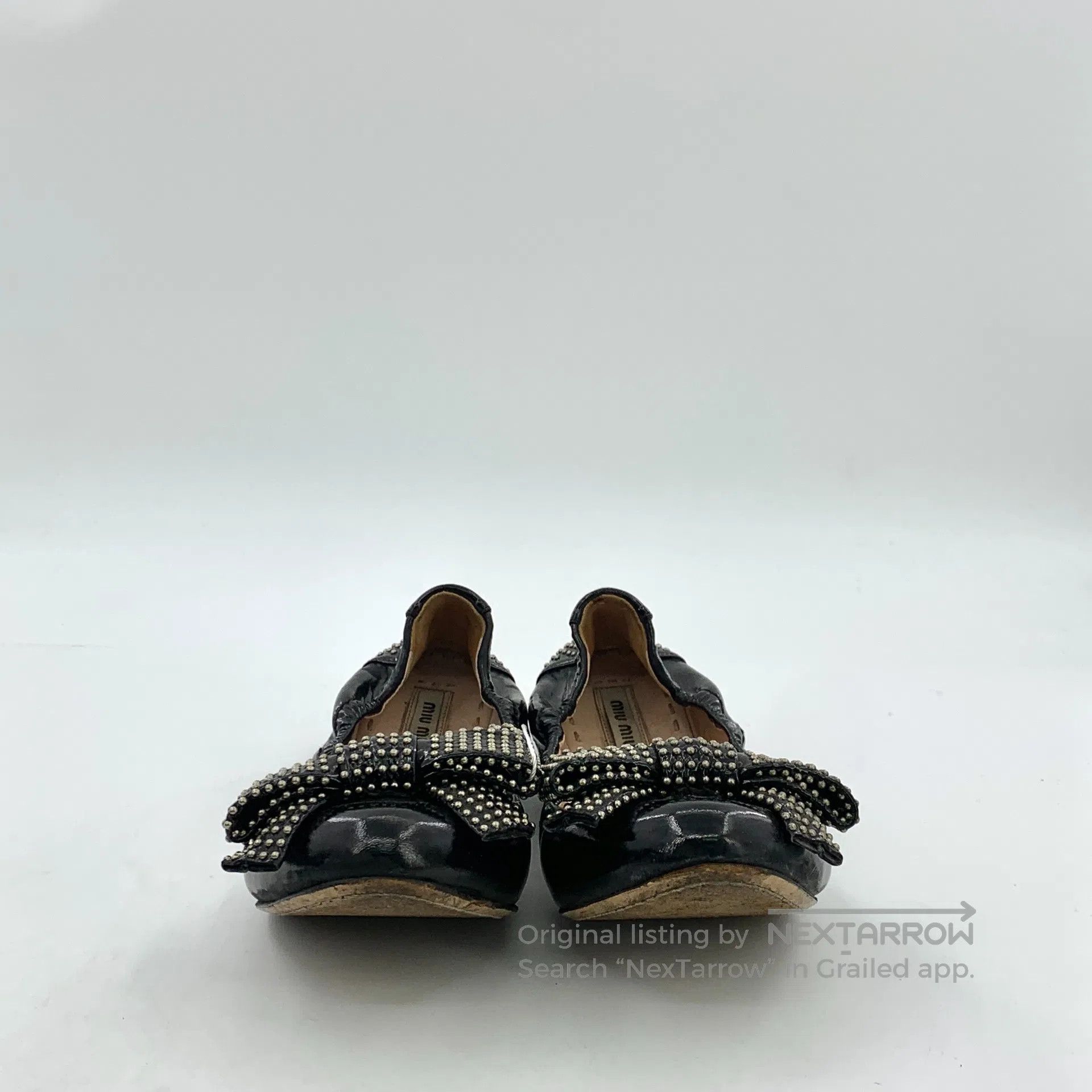 Miu Miu Miu Miu Black Bow Knot Stud Design Casual Slip-On Boat Sho Size US 5.5 / IT 35.5 - 3 Thumbnail