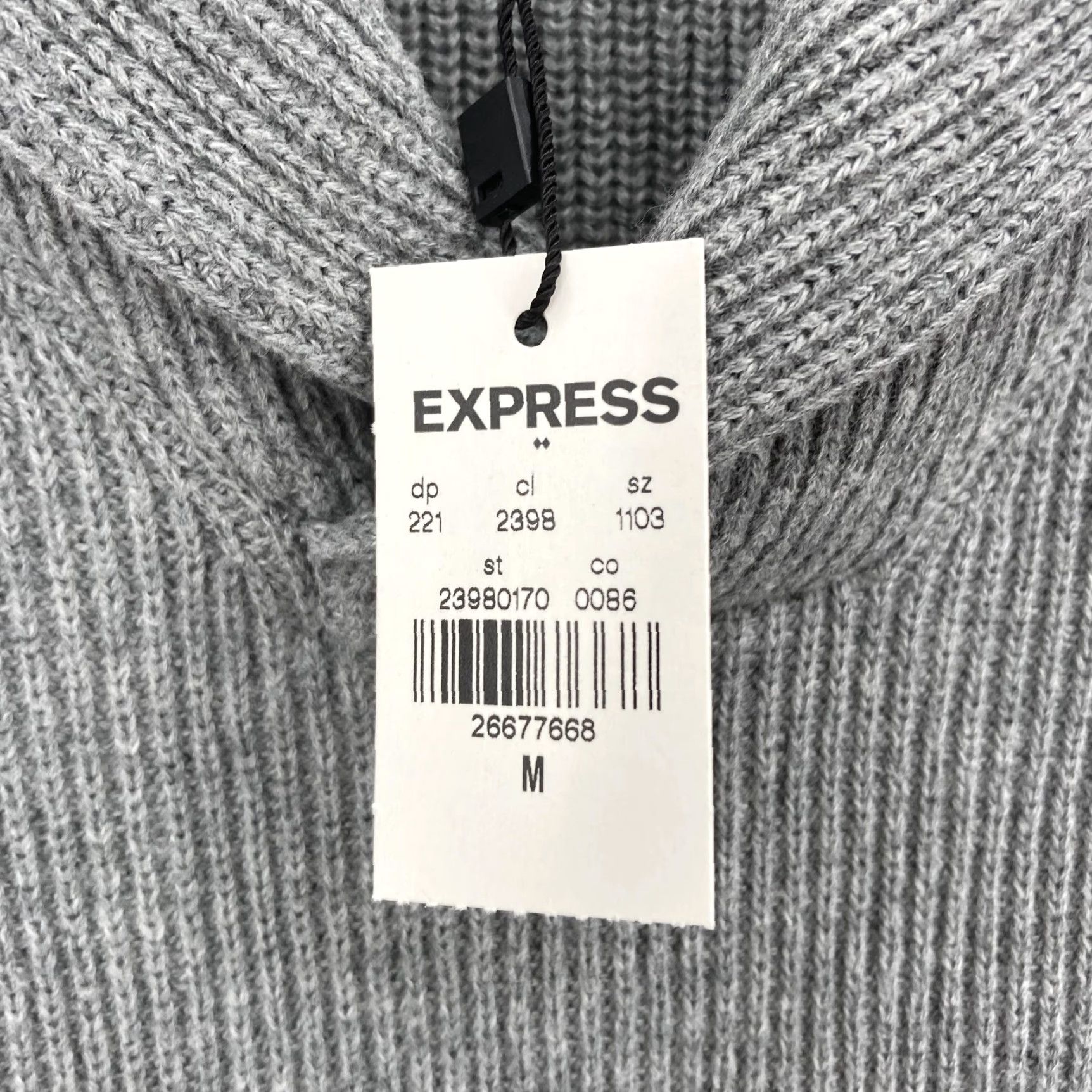 Express Express Sweater Mens Medium Gray Shawl Collar Ribbed Knit Pullover Cowl Neck NWT Size US M / EU 48-50 / 2 - 3 Thumbnail