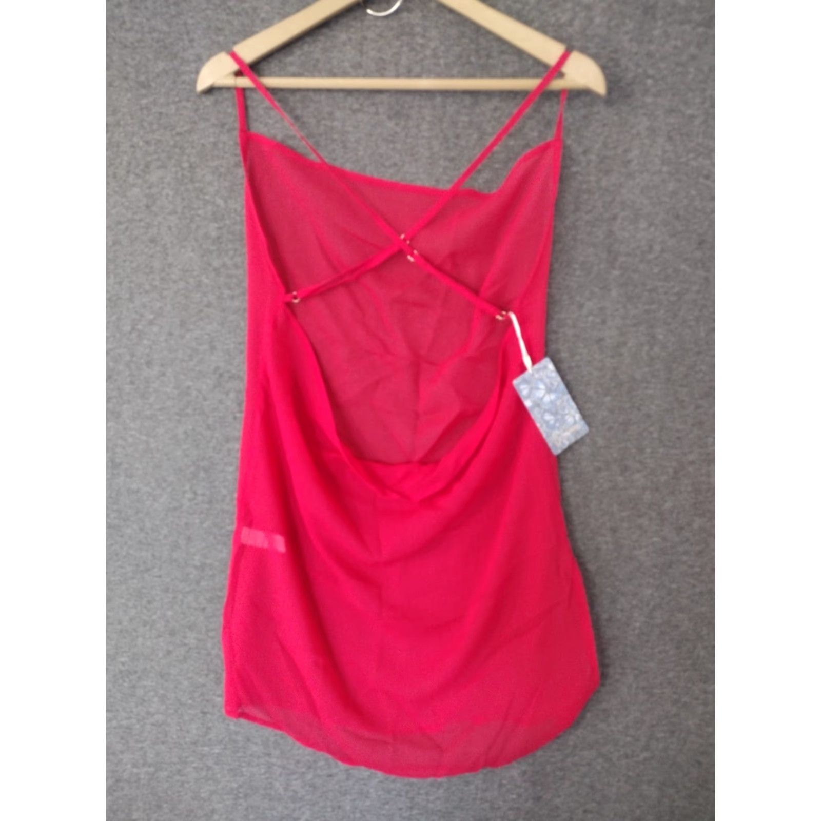Vintage Toluca Berry Swim Cover Up Maxi Cowl Neck Sheer Dress Size M Womens Beach Dress Cotton Blend Polyester Berry Size M / US 6-8 / IT 42-44 - 2 Thumbnail