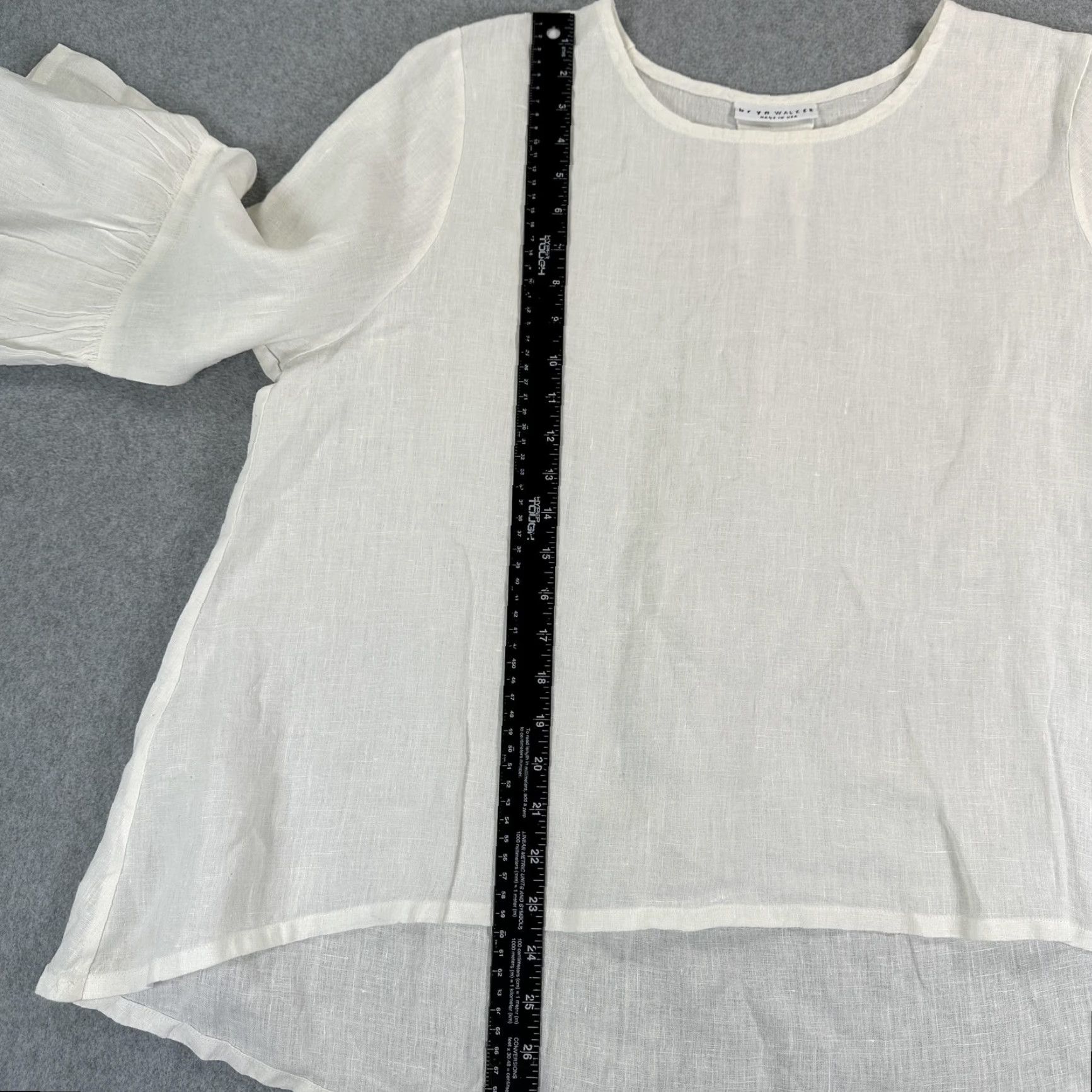 Bell Bryn Walker Tunic Blouse Womens Linen 3/4 Bell Sleeve Ruffle Hem White Made USA Shirts Size XS / US 0-2 / IT 36-38 - 5 Thumbnail