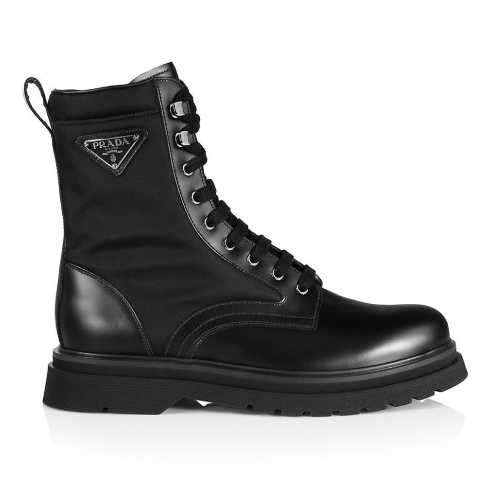 FW1999 Prada Combat Straps Black Leather Boots (45eu/us11