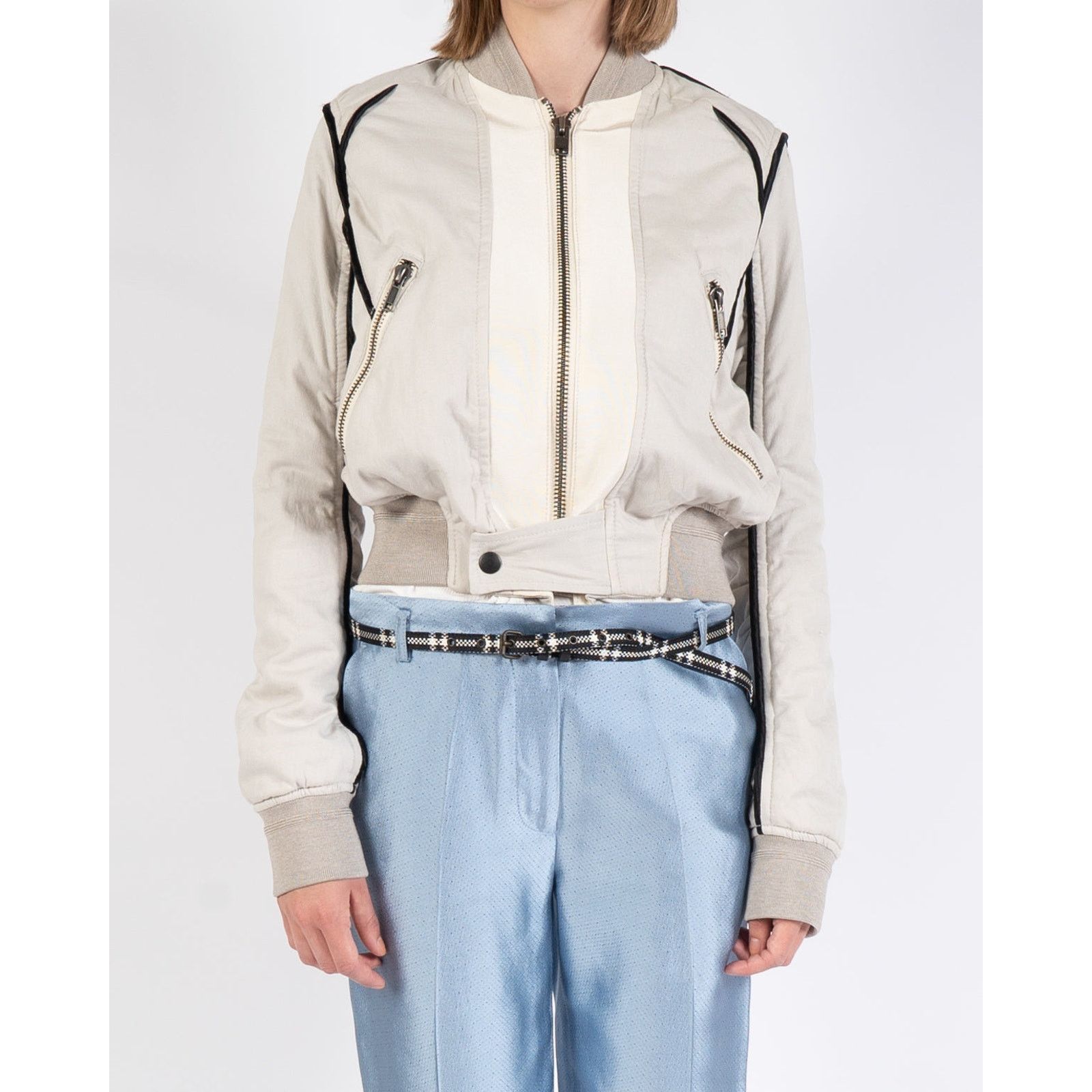 Haider Ackermann SS18 Cropped Bomber Jacket in Cream Cotton & Viscose Size S / US 4 / IT 40 - 3 Thumbnail