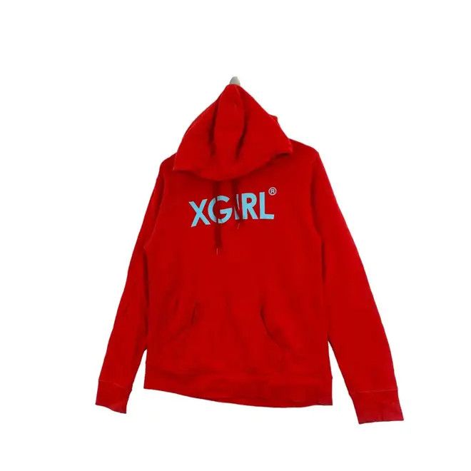 Vintage Vintage X-GIRL Skateboard Brand Print Red Hoodie Size US L / EU 52-54 / 3 - 4 Thumbnail