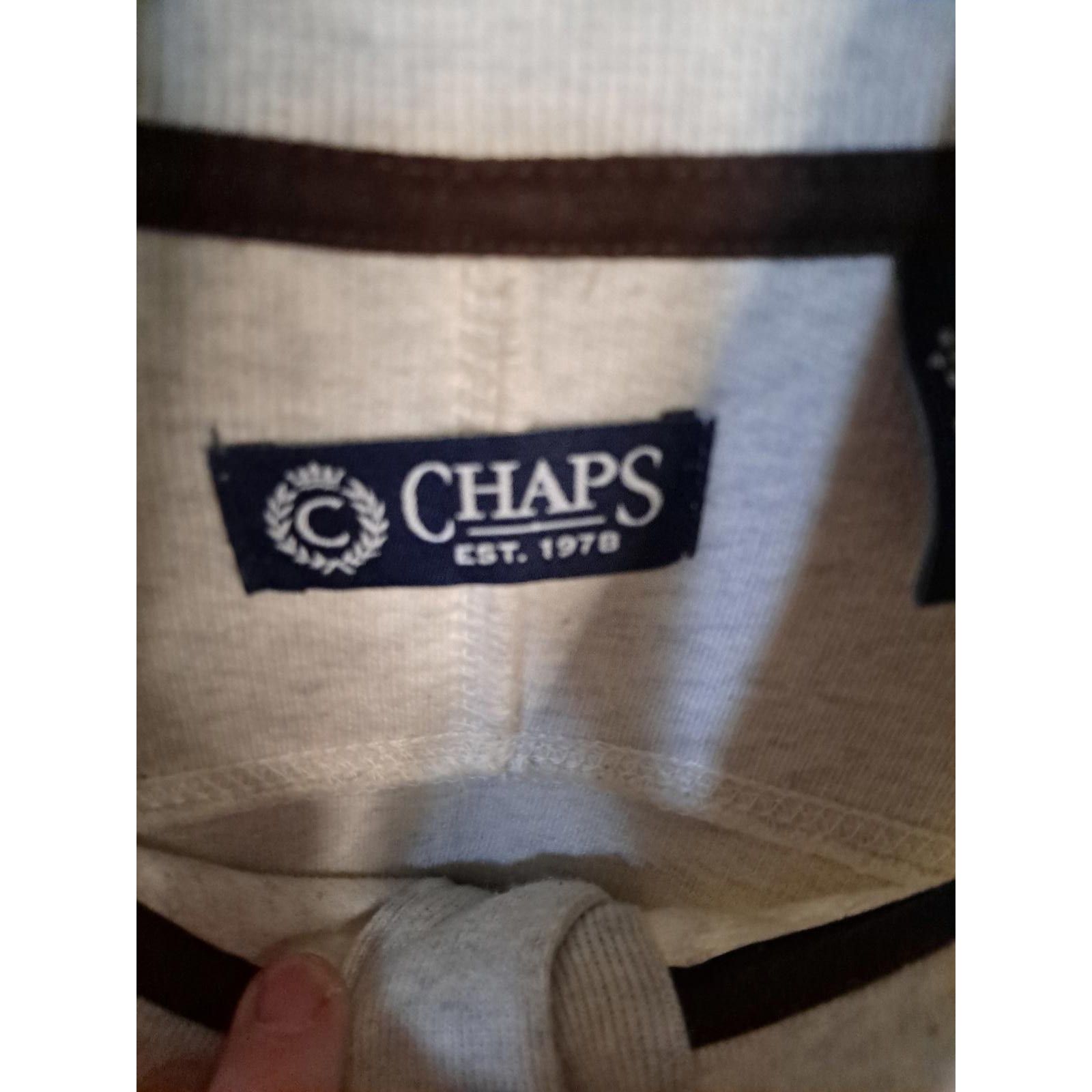 Chaps Chaps 4 Button White with Green and Tan Striped Sweater Size Size US L / EU 52-54 / 3 - 5 Thumbnail