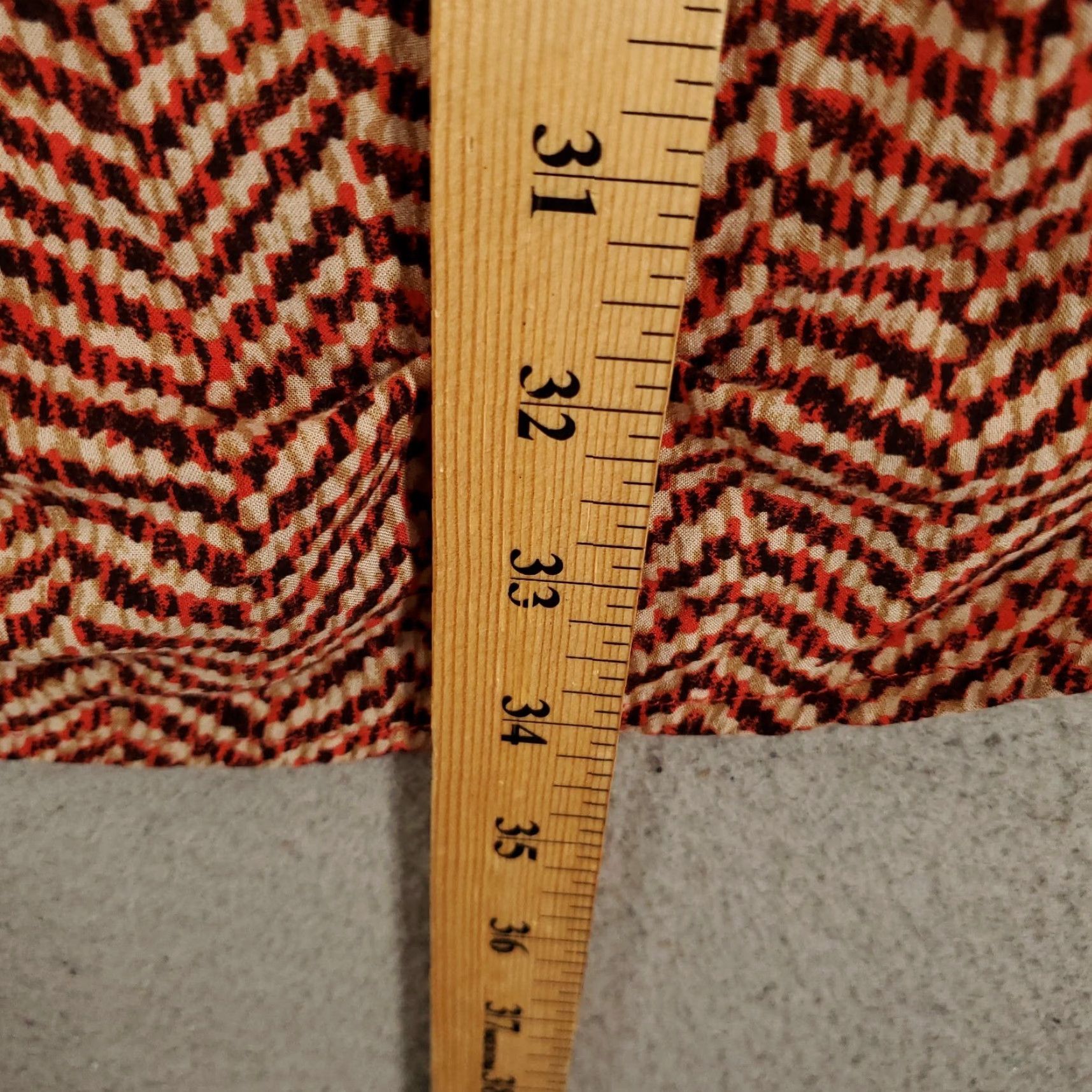 Vintage UMGEE Boho Tunic Womens Large Orange Red White Scoop Neck Flared Flutter Sleeve Size L / US 10 / IT 46 - 3 Thumbnail