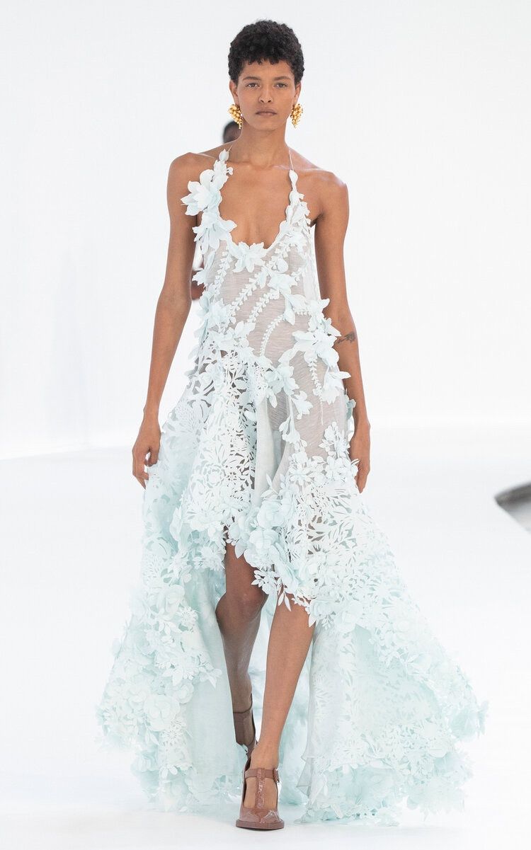Zimmermann oc11z0525 Floral-Appliquéd Linen-Silk Midi Dress in Mint Size M / US 6-8 / IT 42-44 - 2 Thumbnail