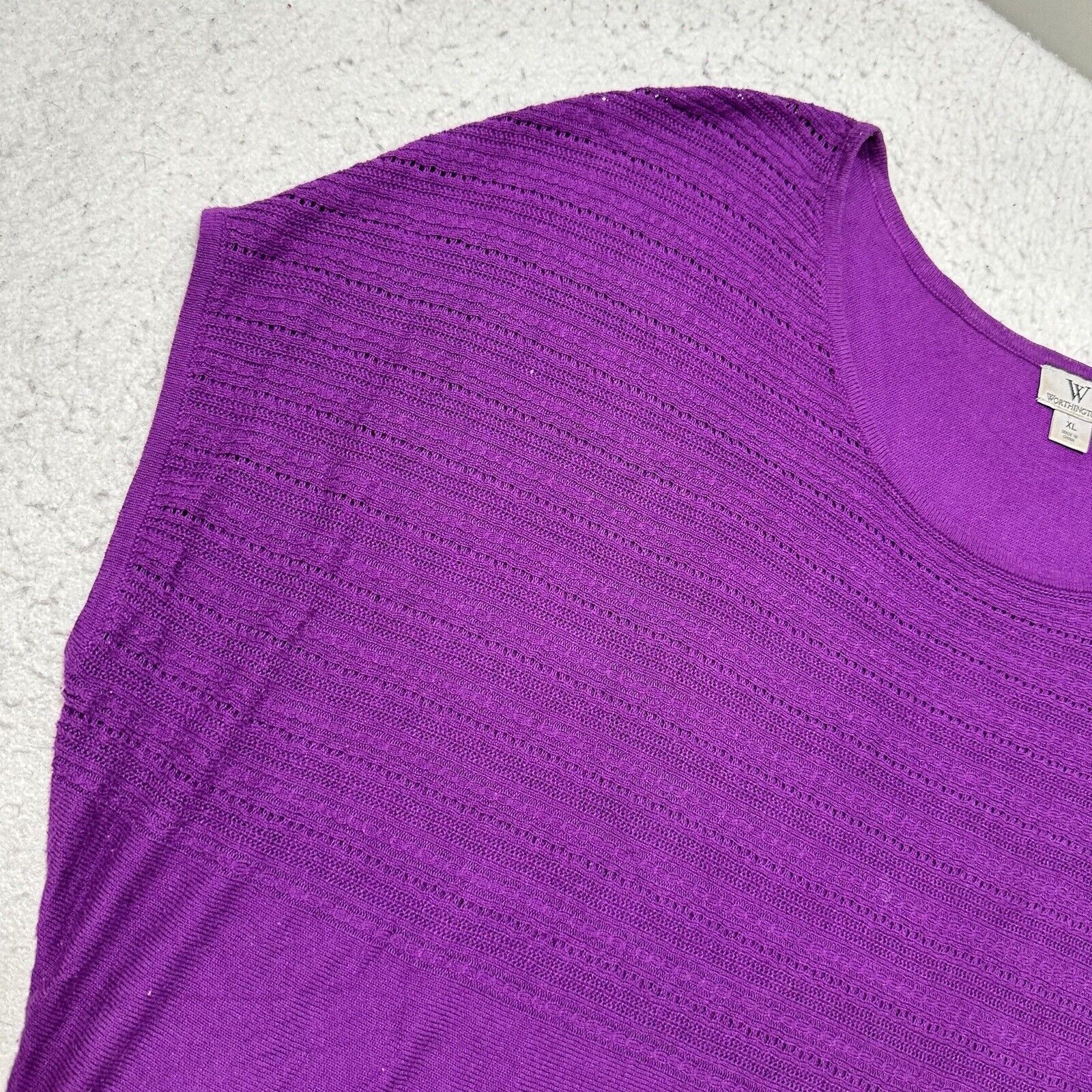 Worthington Worthington XL Knit Top Short Sleeve Purple Sweater Shirt Size XL / US 12-14 / IT 48-50 - 6 Thumbnail