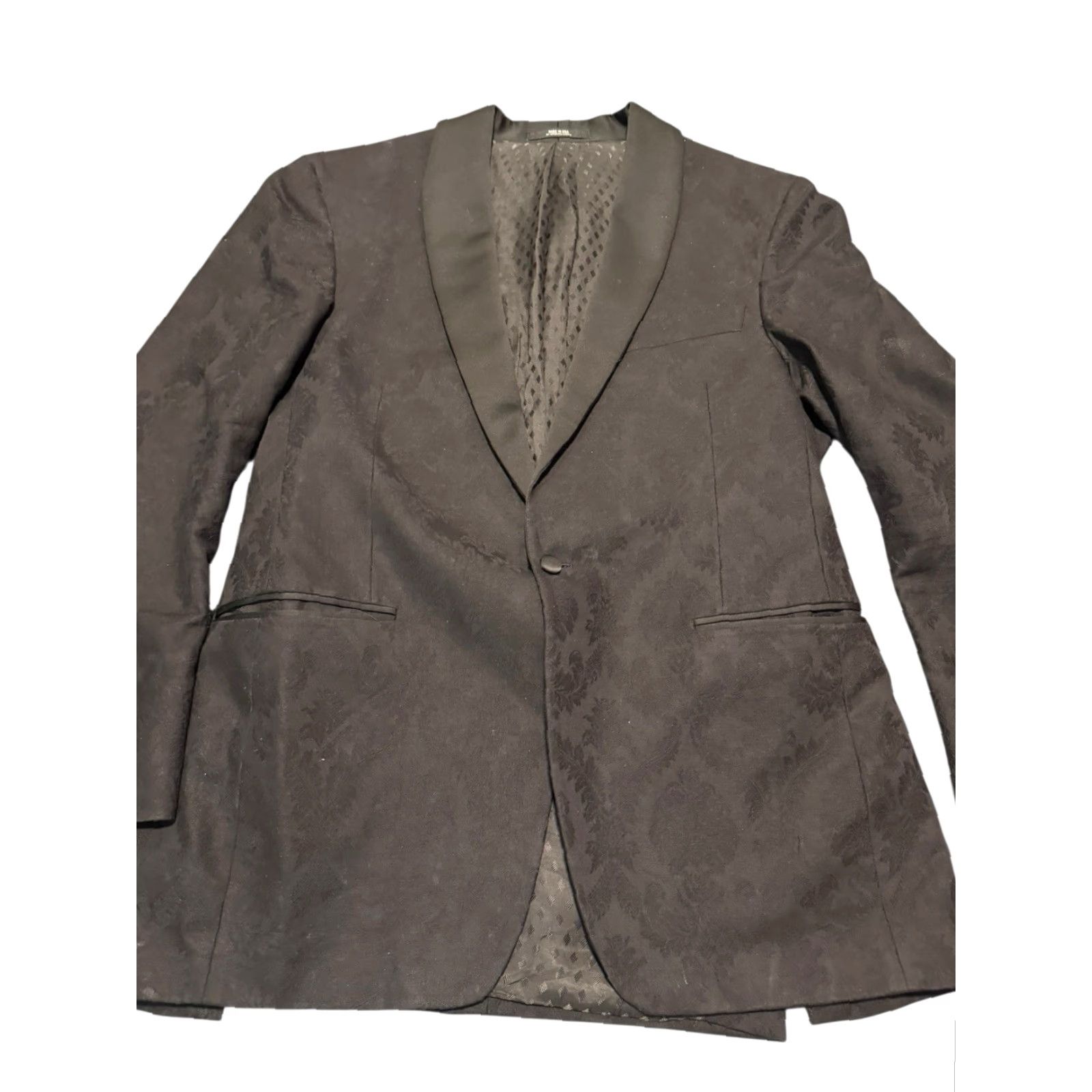 Todd Snyder TODD SNYDER Sutton Fit Black Floral Jacquard Tuxedo Dinner Jacket 44TL US Custom Size 44R - 2 Thumbnail