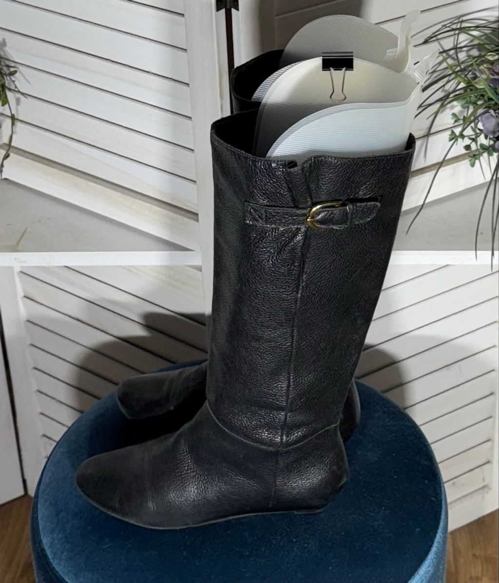 Vintage Pirate style knee high boots leather black sz 7 (M)