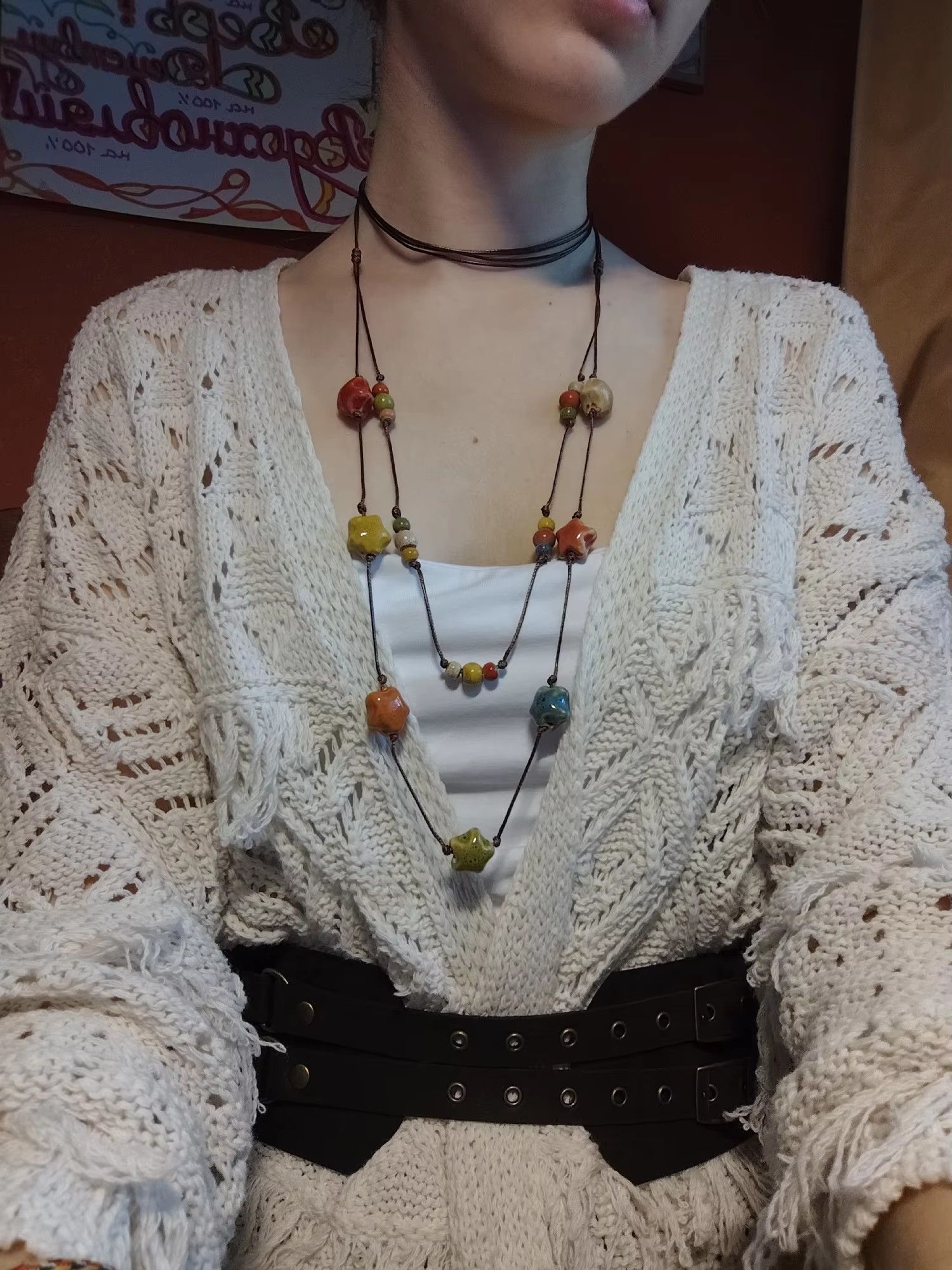 Handmade Double-layer Star Pendant Necklace Jewelry Gift For Her Size ONE SIZE - 2 Thumbnail